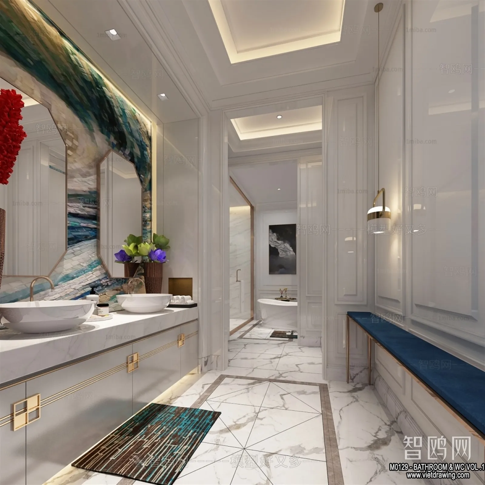 Bathroom - Toilet - WC - RestRoom - 3D Interior Scene - 106
