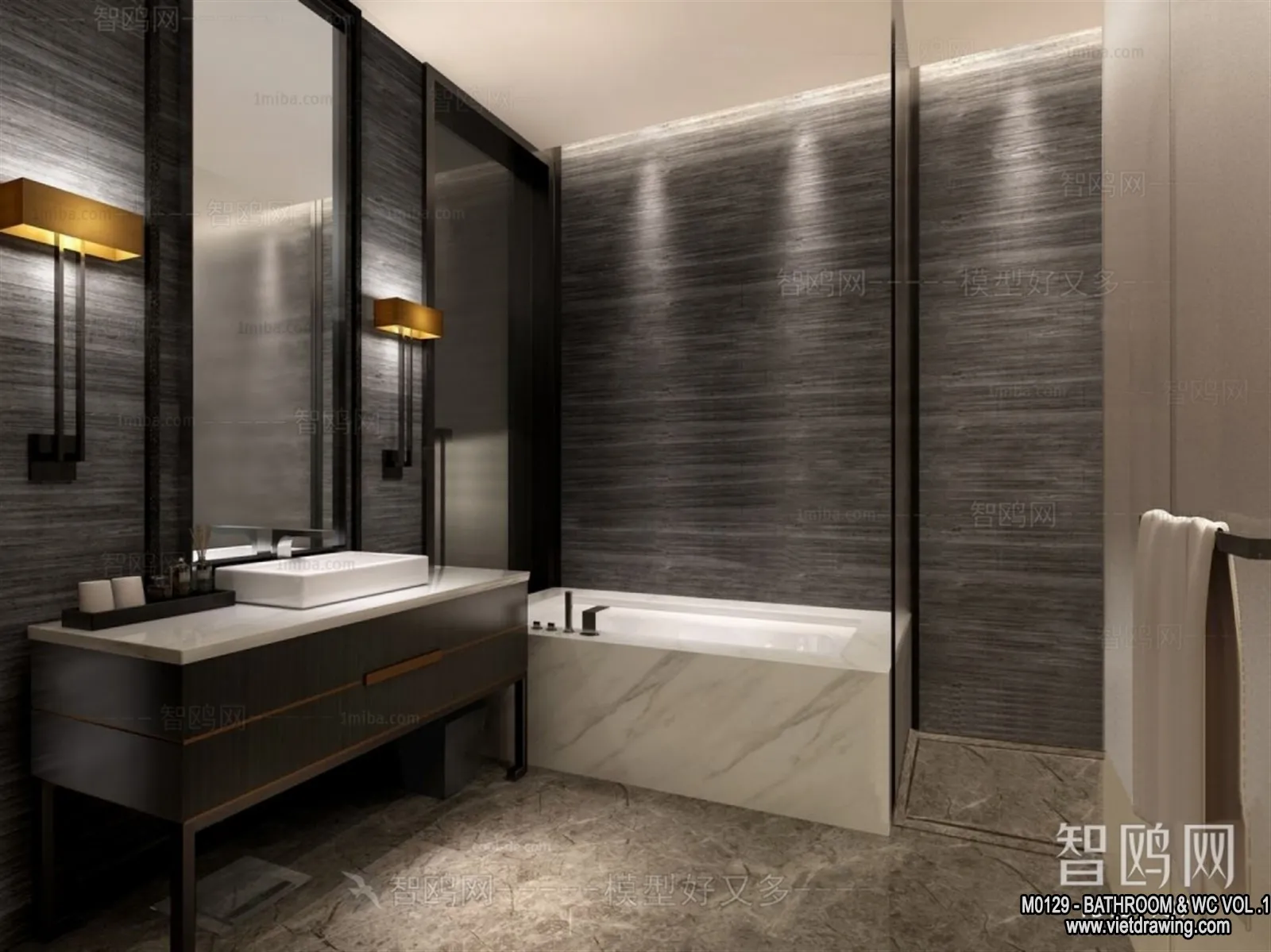 Bathroom - Toilet - WC - RestRoom - 3D Interior Scene - 110