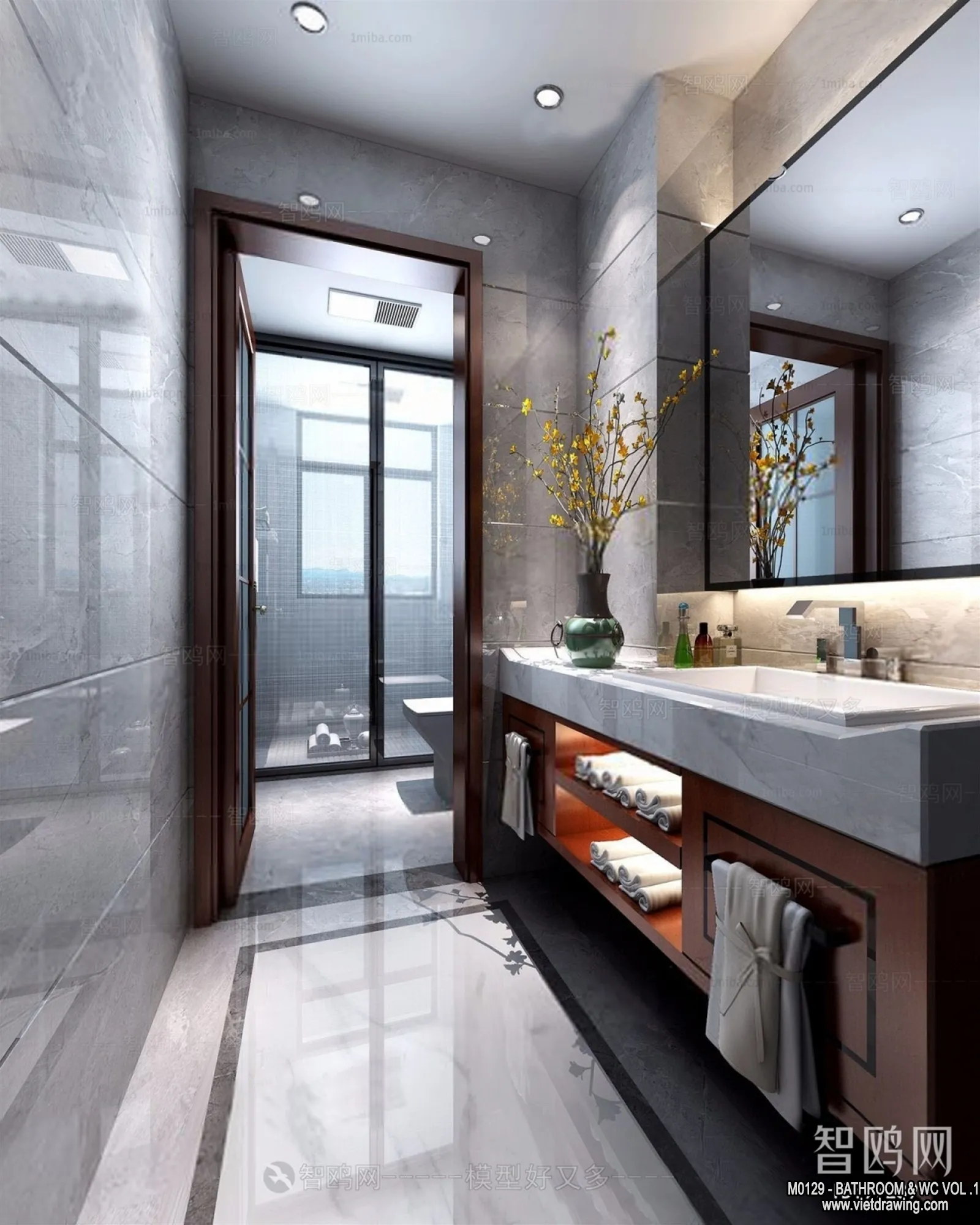 Bathroom - Toilet - WC - RestRoom - 3D Interior Scene - 111