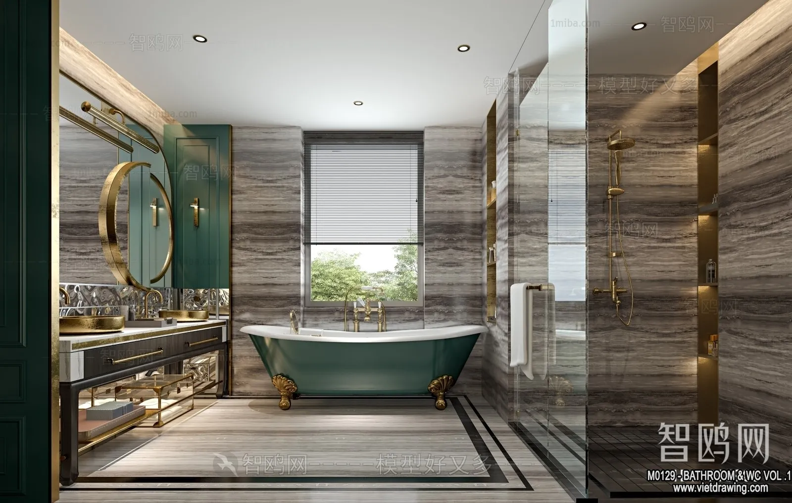 Bathroom - Toilet - WC - RestRoom - 3D Interior Scene - 112