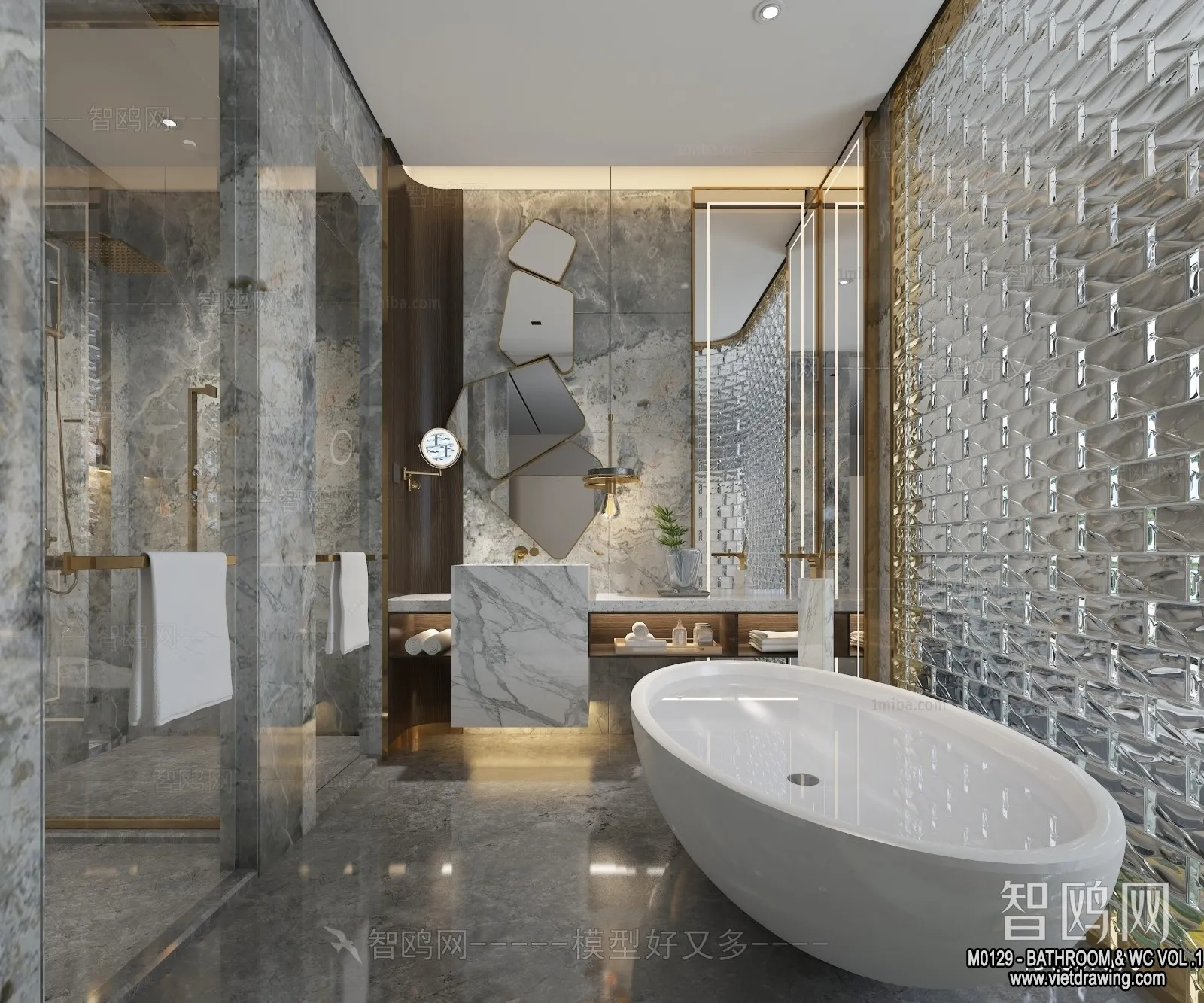 Bathroom - Toilet - WC - RestRoom - 3D Interior Scene - 113