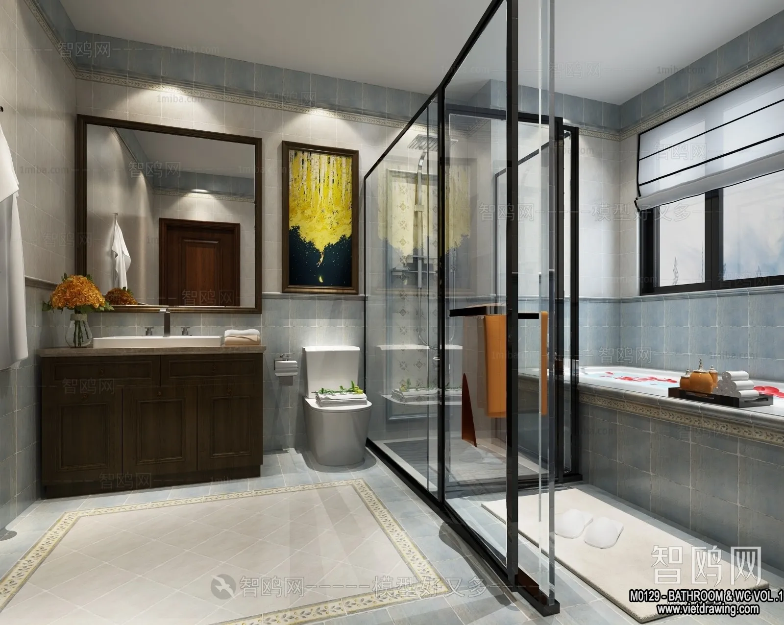 Bathroom - Toilet - WC - RestRoom - 3D Interior Scene - 114