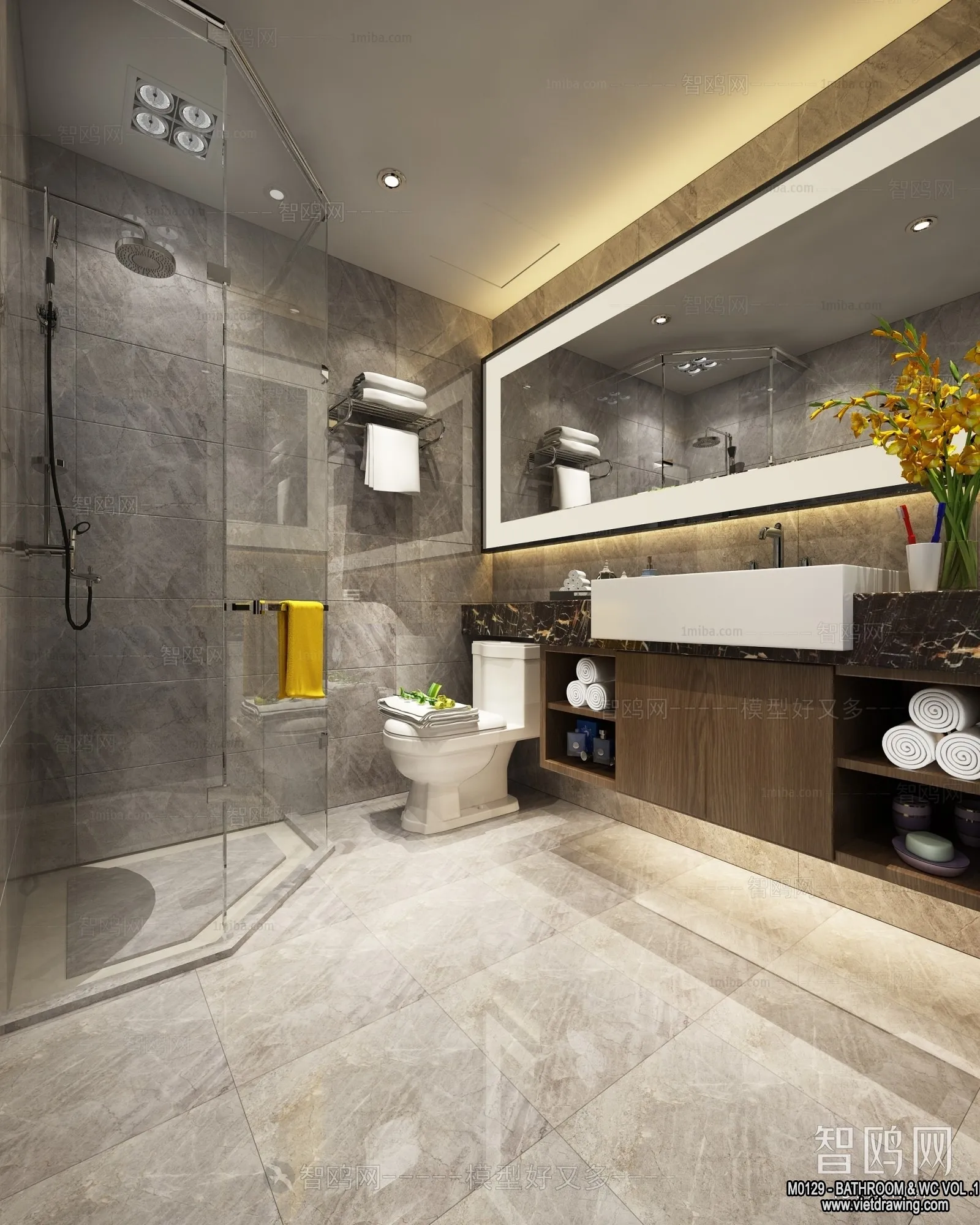Bathroom - Toilet - WC - RestRoom - 3D Interior Scene - 115