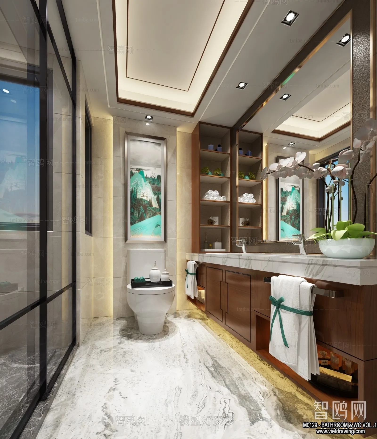 Bathroom - Toilet - WC - RestRoom - 3D Interior Scene - 116