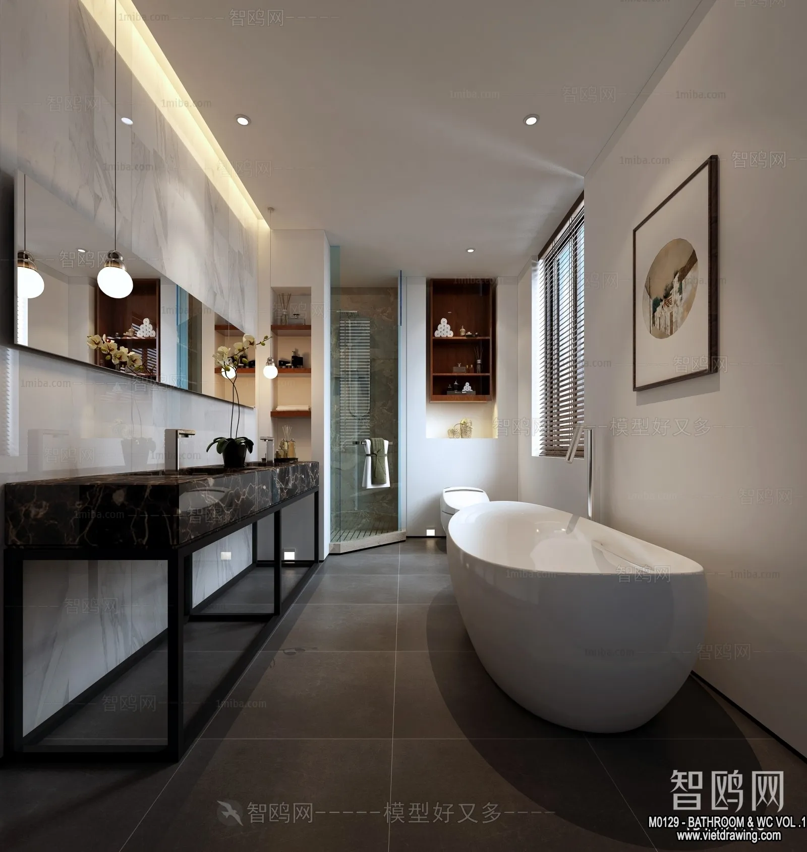 Bathroom - Toilet - WC - RestRoom - 3D Interior Scene - 117