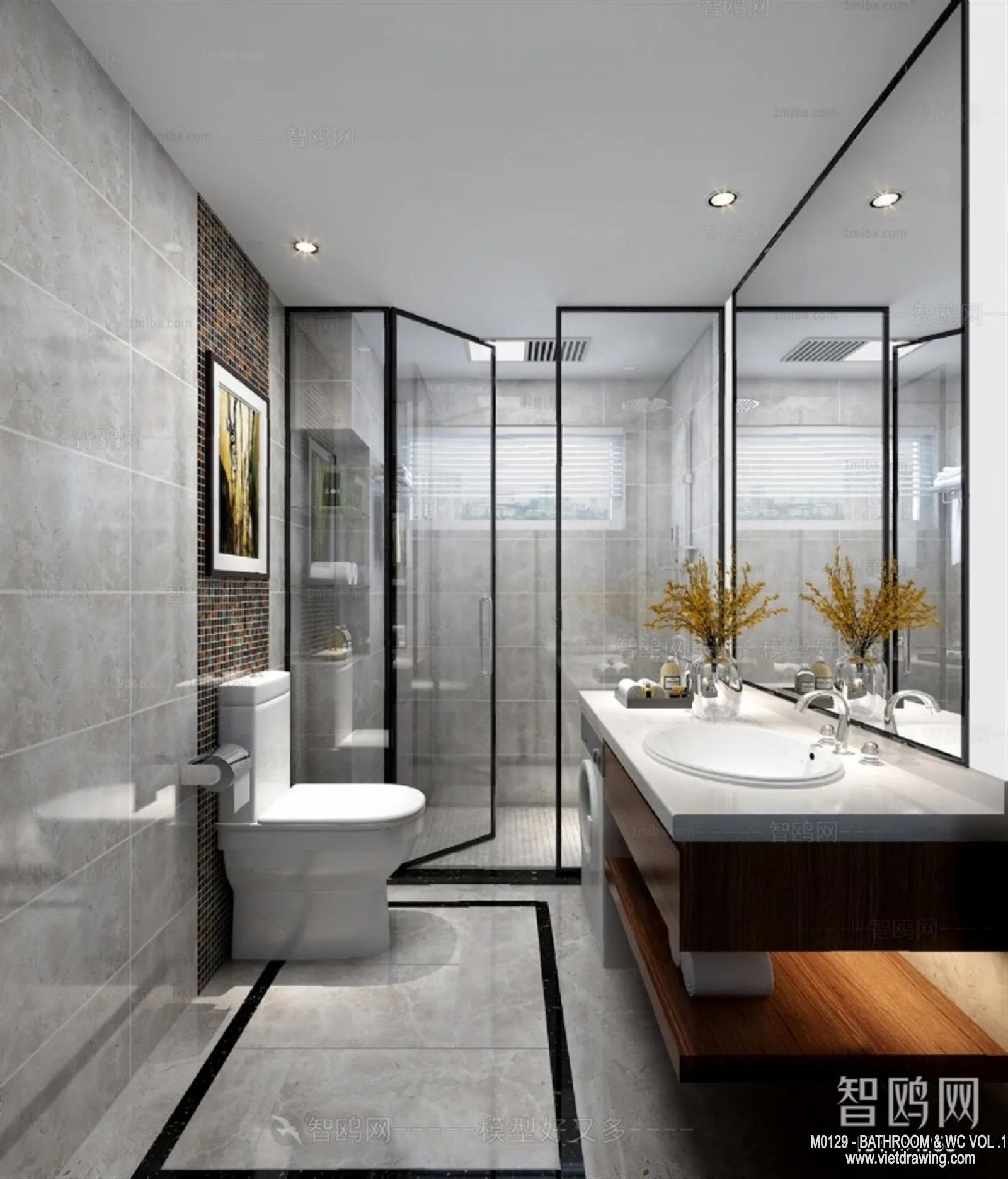 Bathroom - Toilet - WC - RestRoom - 3D Interior Scene - 123