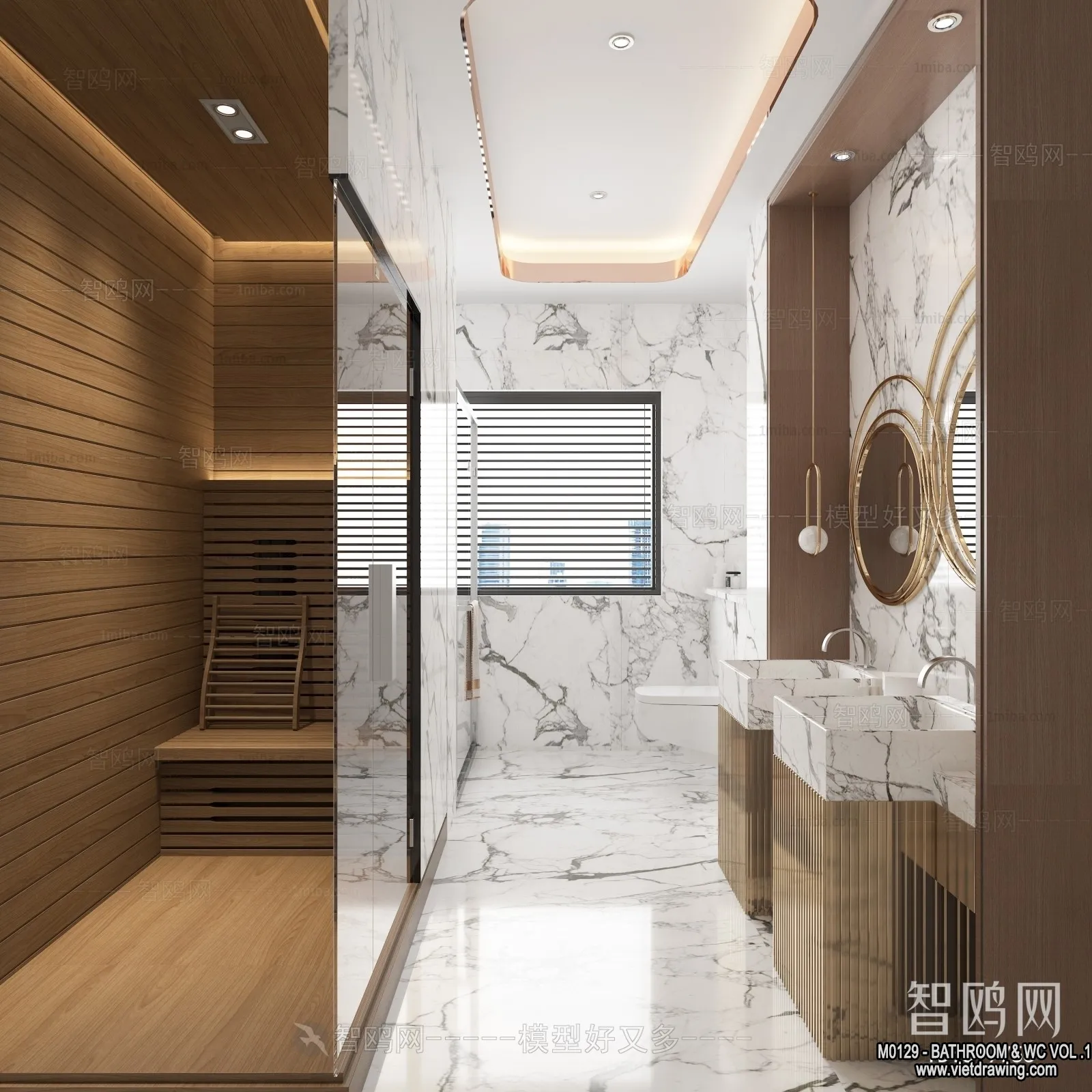 Bathroom - Toilet - WC - RestRoom - 3D Interior Scene - 124