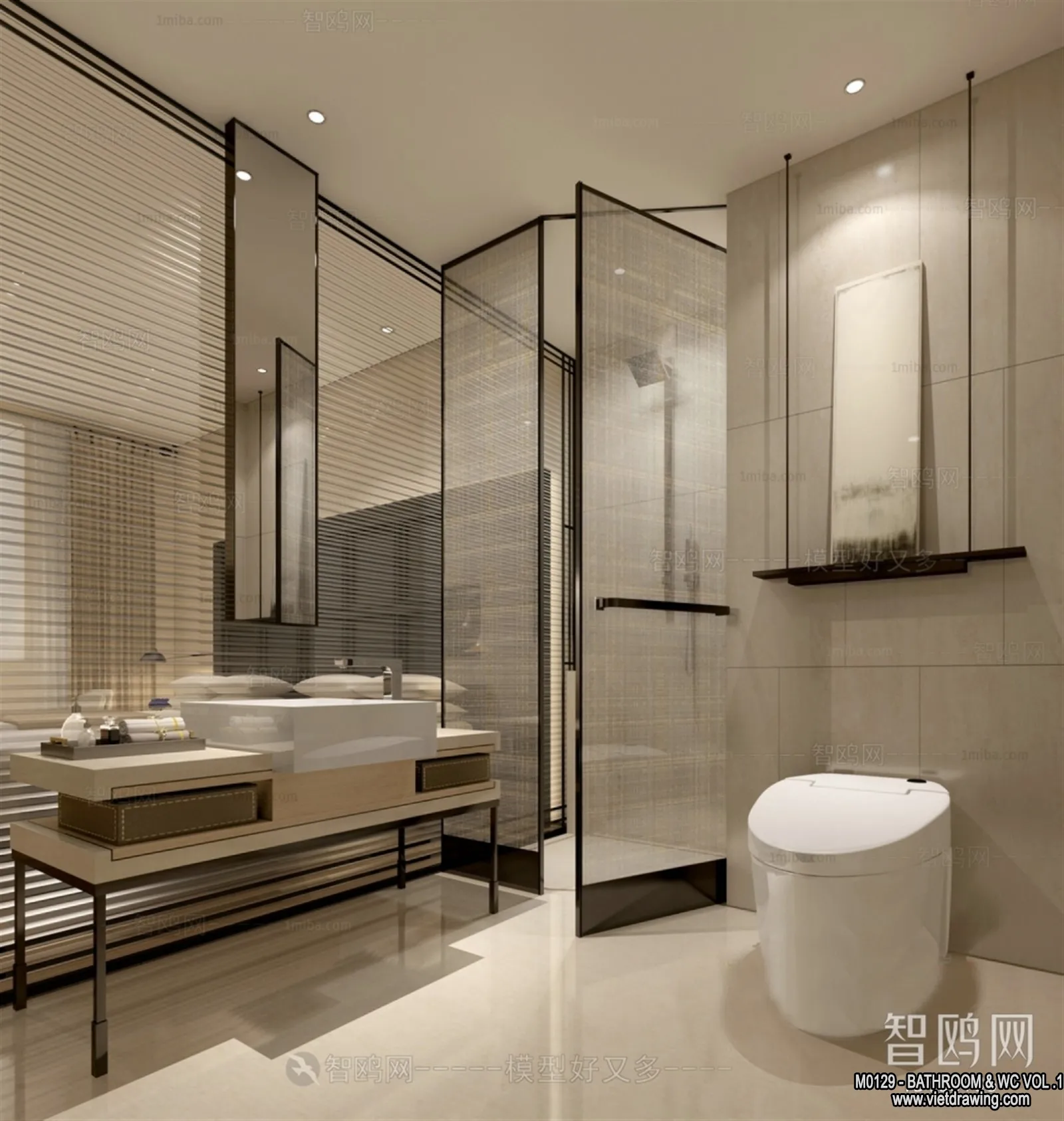 Bathroom - Toilet - WC - RestRoom - 3D Interior Scene - 125