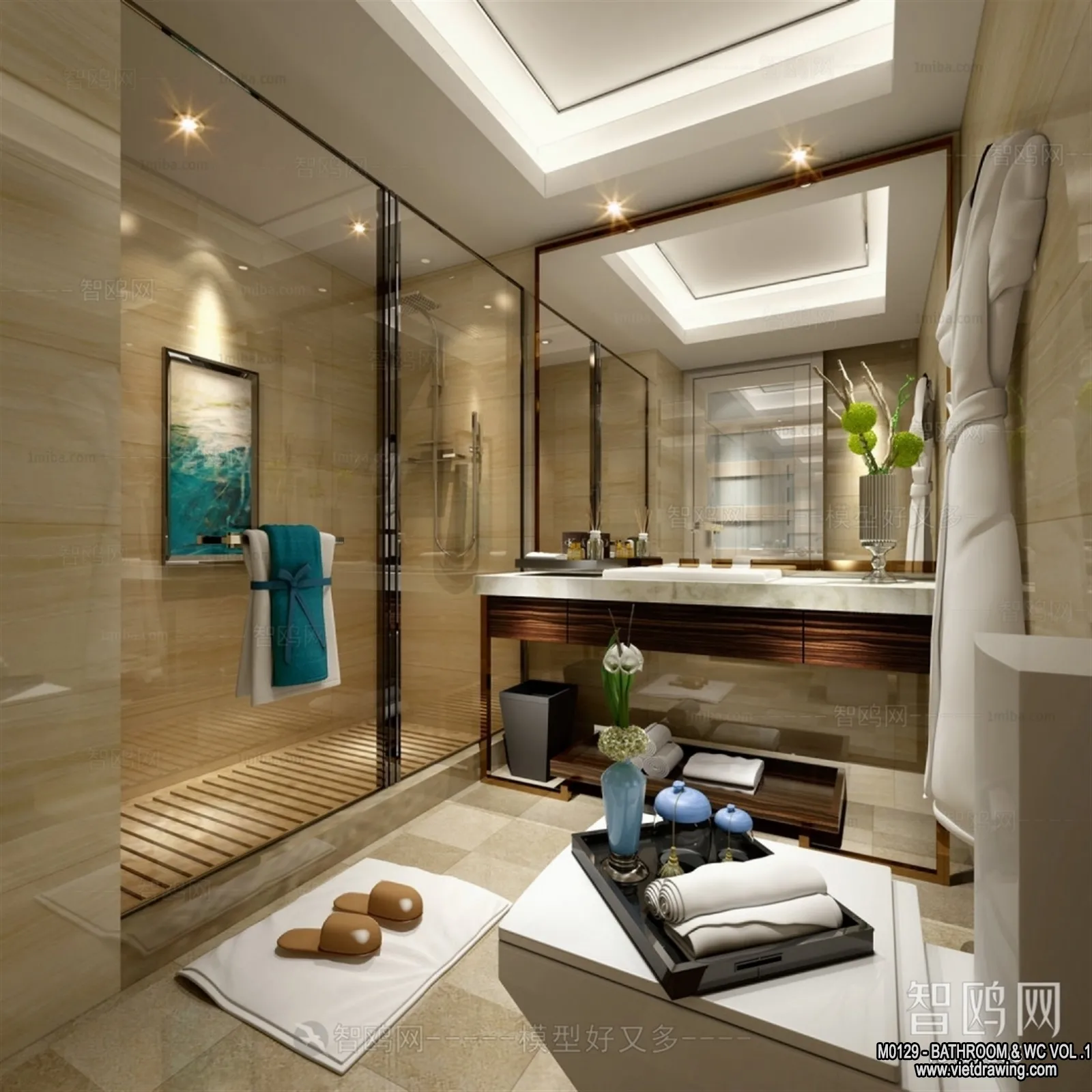 Bathroom - Toilet - WC - RestRoom - 3D Interior Scene - 127