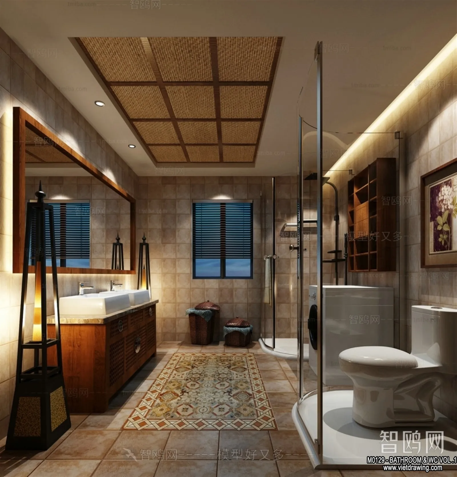 Bathroom - Toilet - WC - RestRoom - 3D Interior Scene - 128