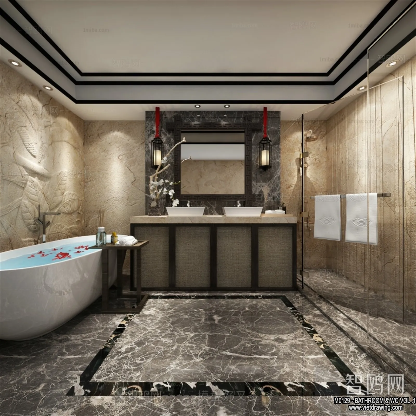 Bathroom - Toilet - WC - RestRoom - 3D Interior Scene - 129