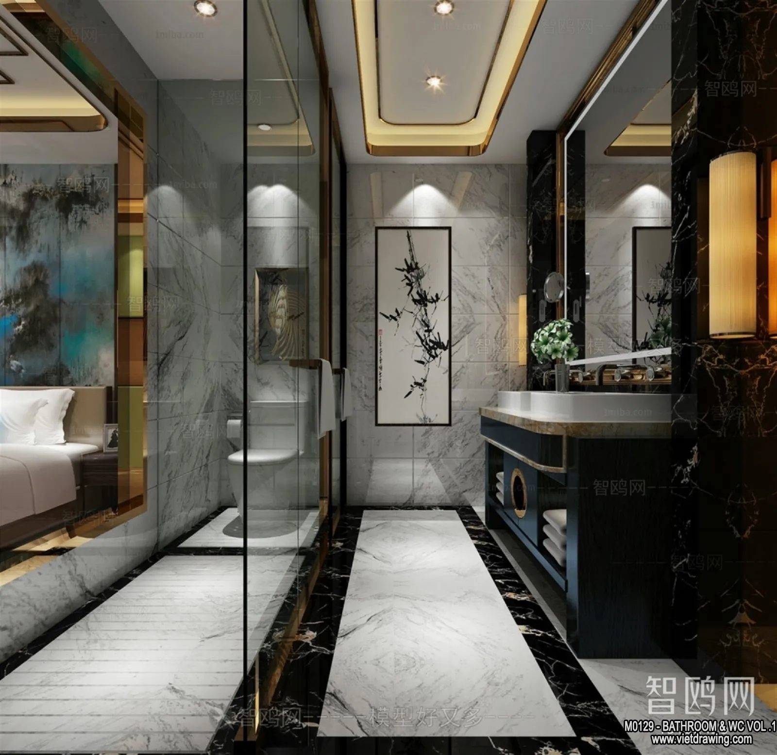 Bathroom - Toilet - WC - RestRoom - 3D Interior Scene - 130