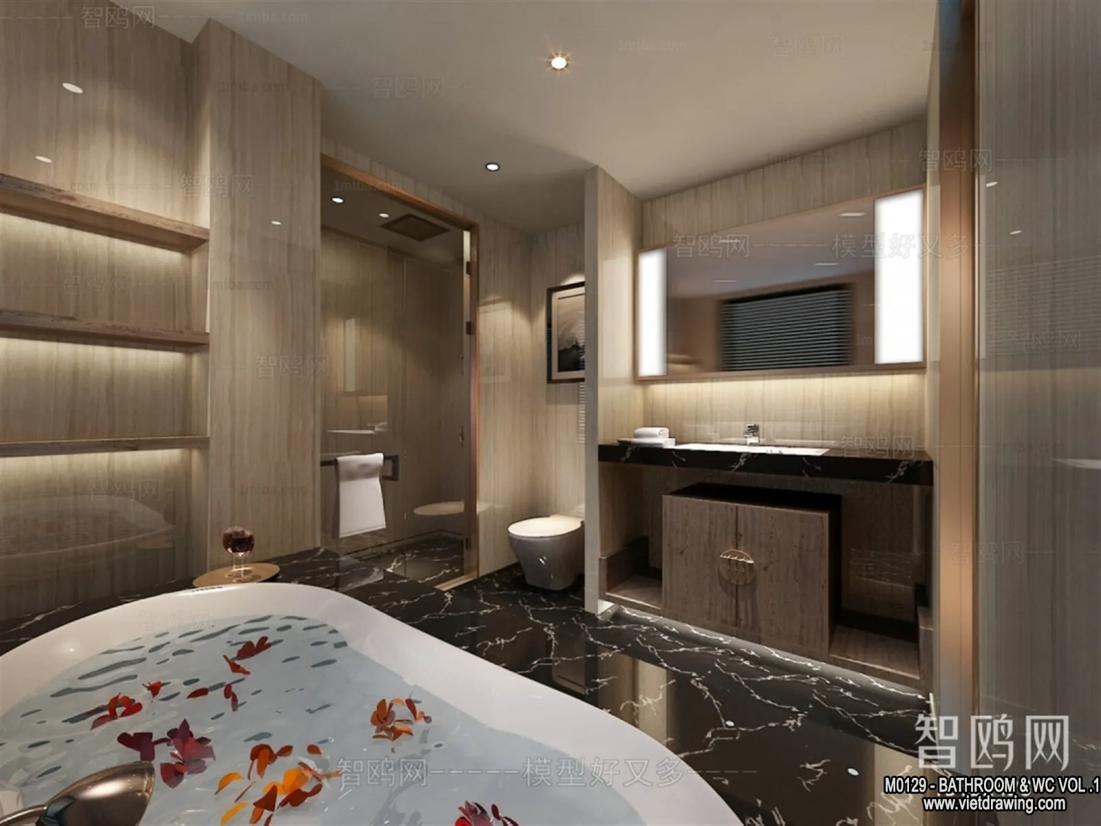 Bathroom - Toilet - WC - RestRoom - 3D Interior Scene - 131