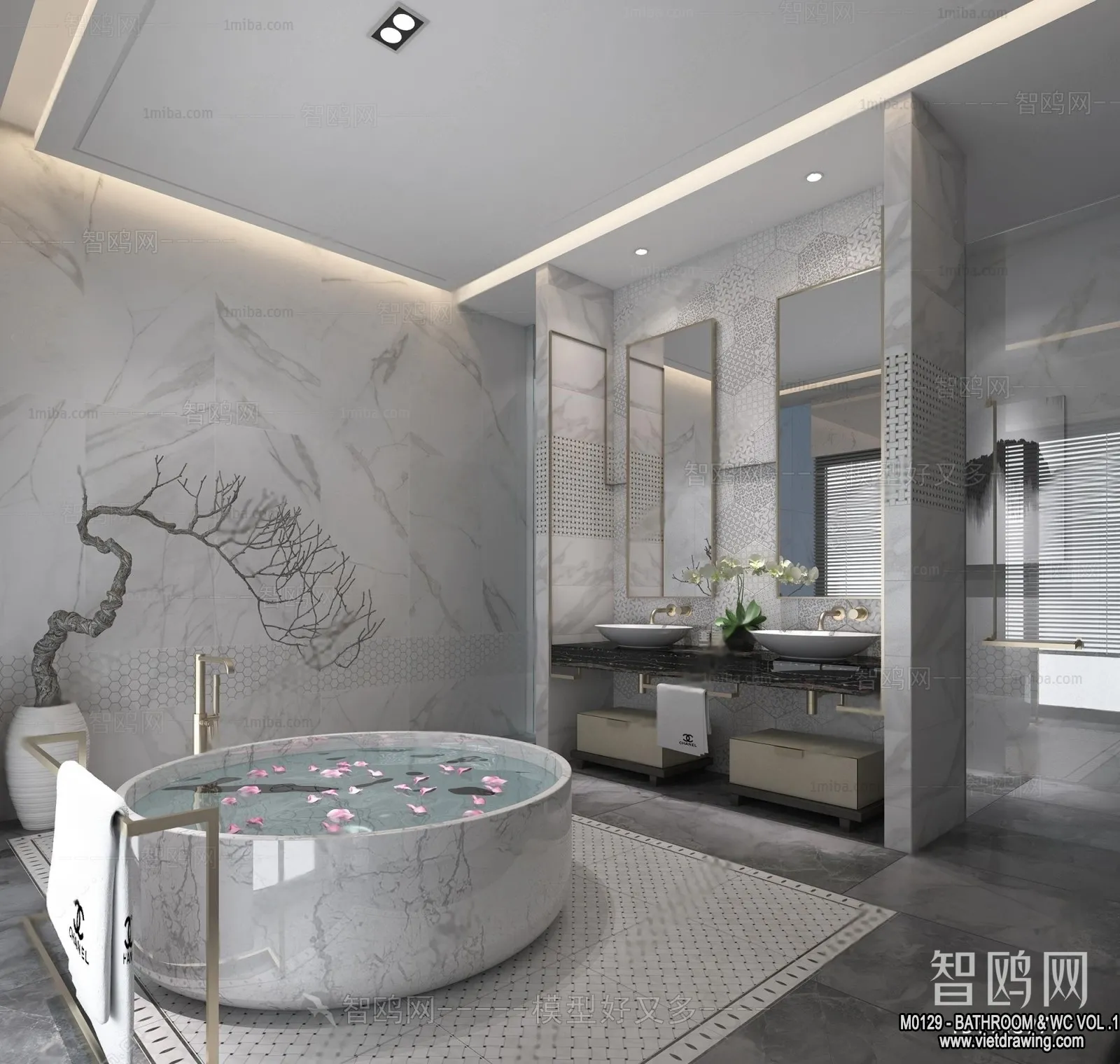 Bathroom - Toilet - WC - RestRoom - 3D Interior Scene - 133