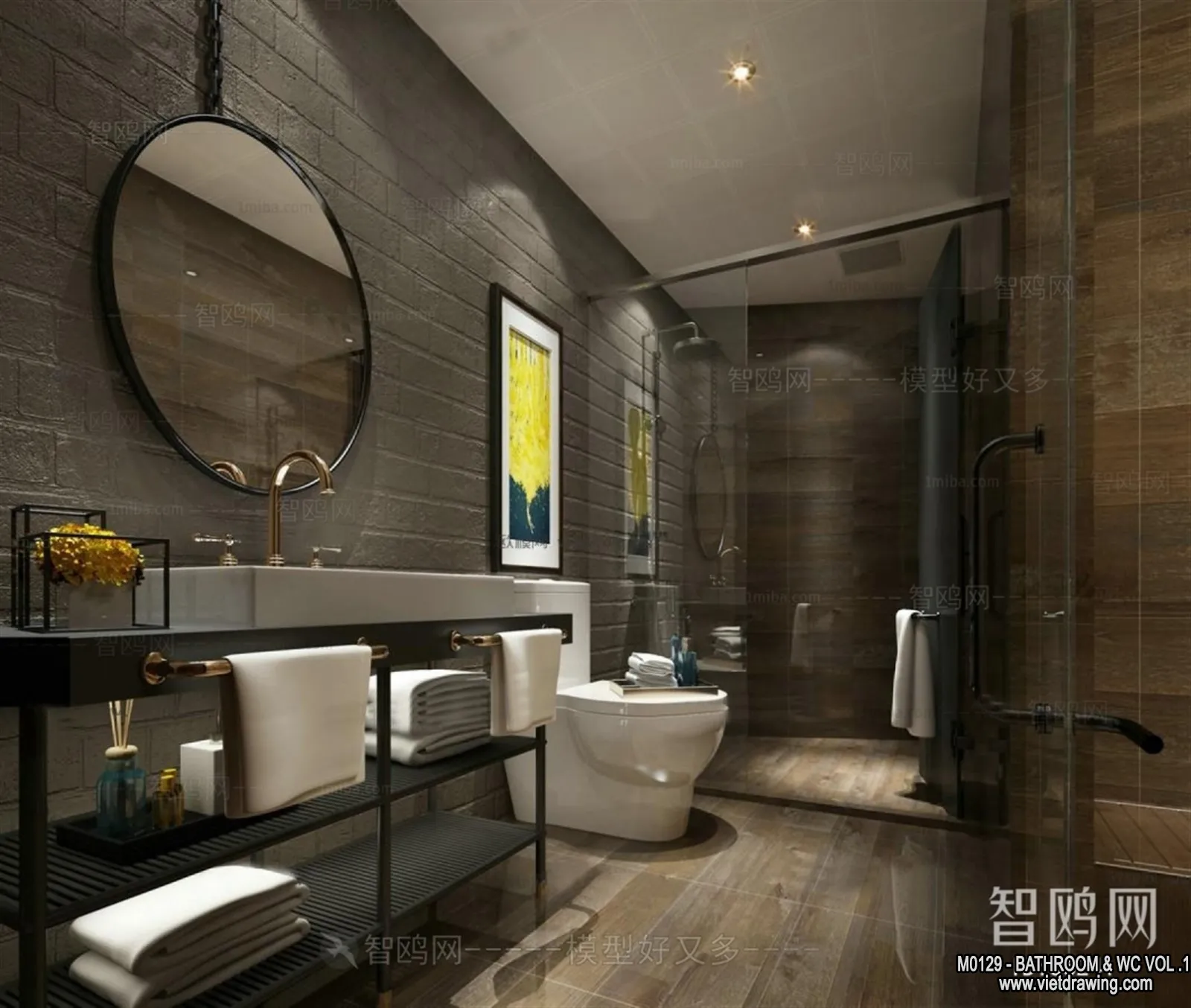 Bathroom - Toilet - WC - RestRoom - 3D Interior Scene - 134
