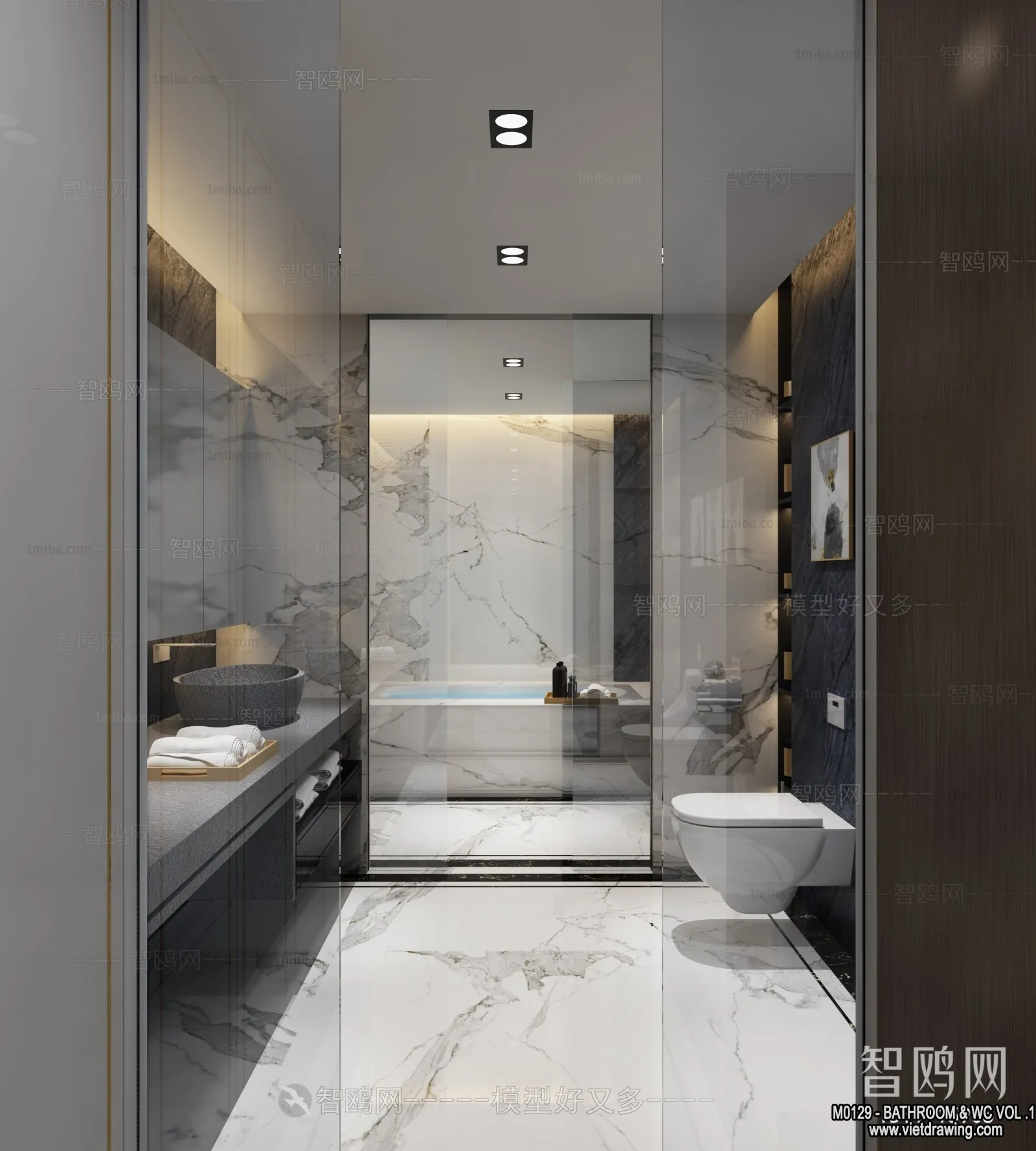 Bathroom - Toilet - WC - RestRoom - 3D Interior Scene - 135