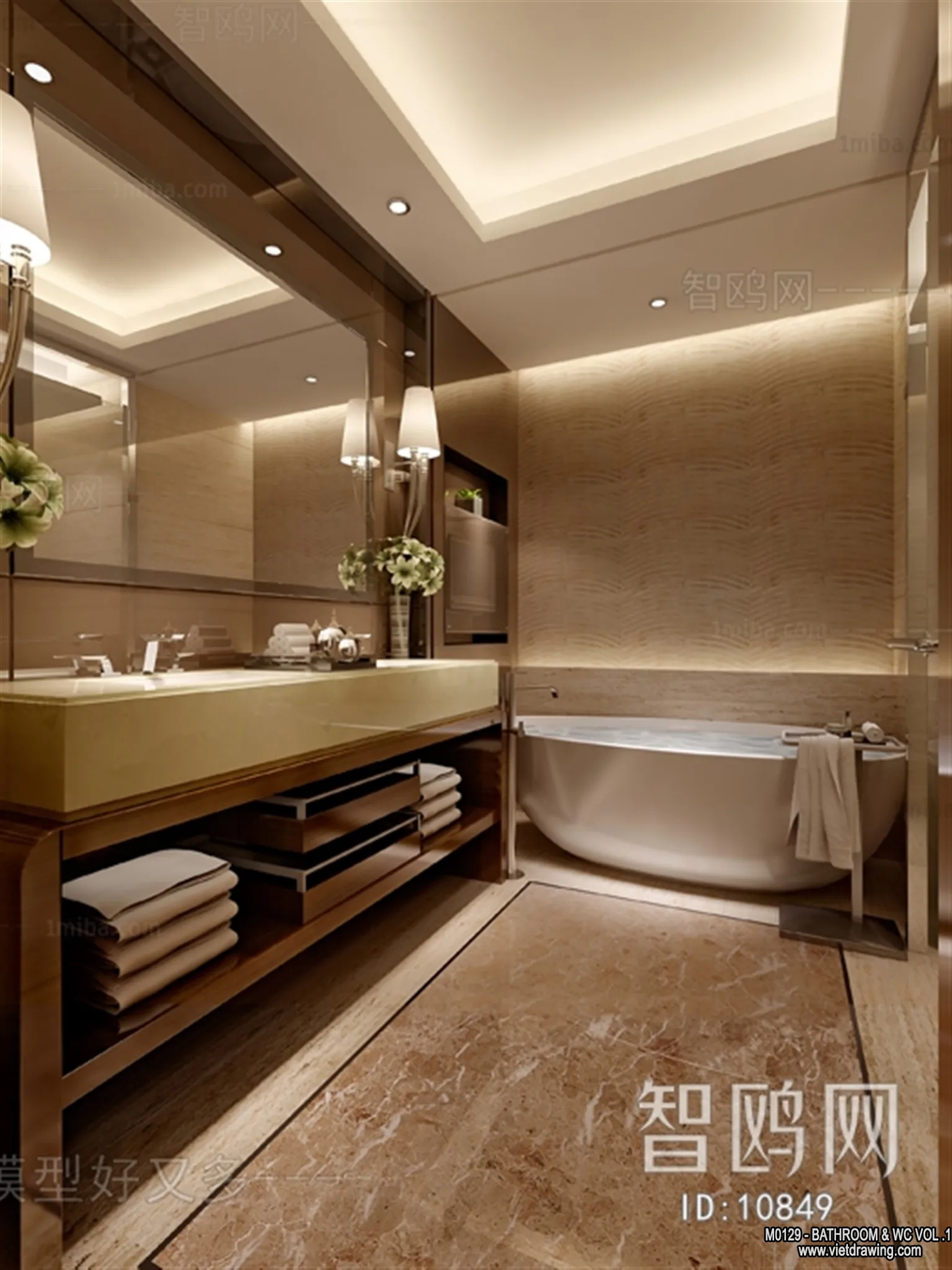 Bathroom - Toilet - WC - RestRoom - 3D Interior Scene - 136