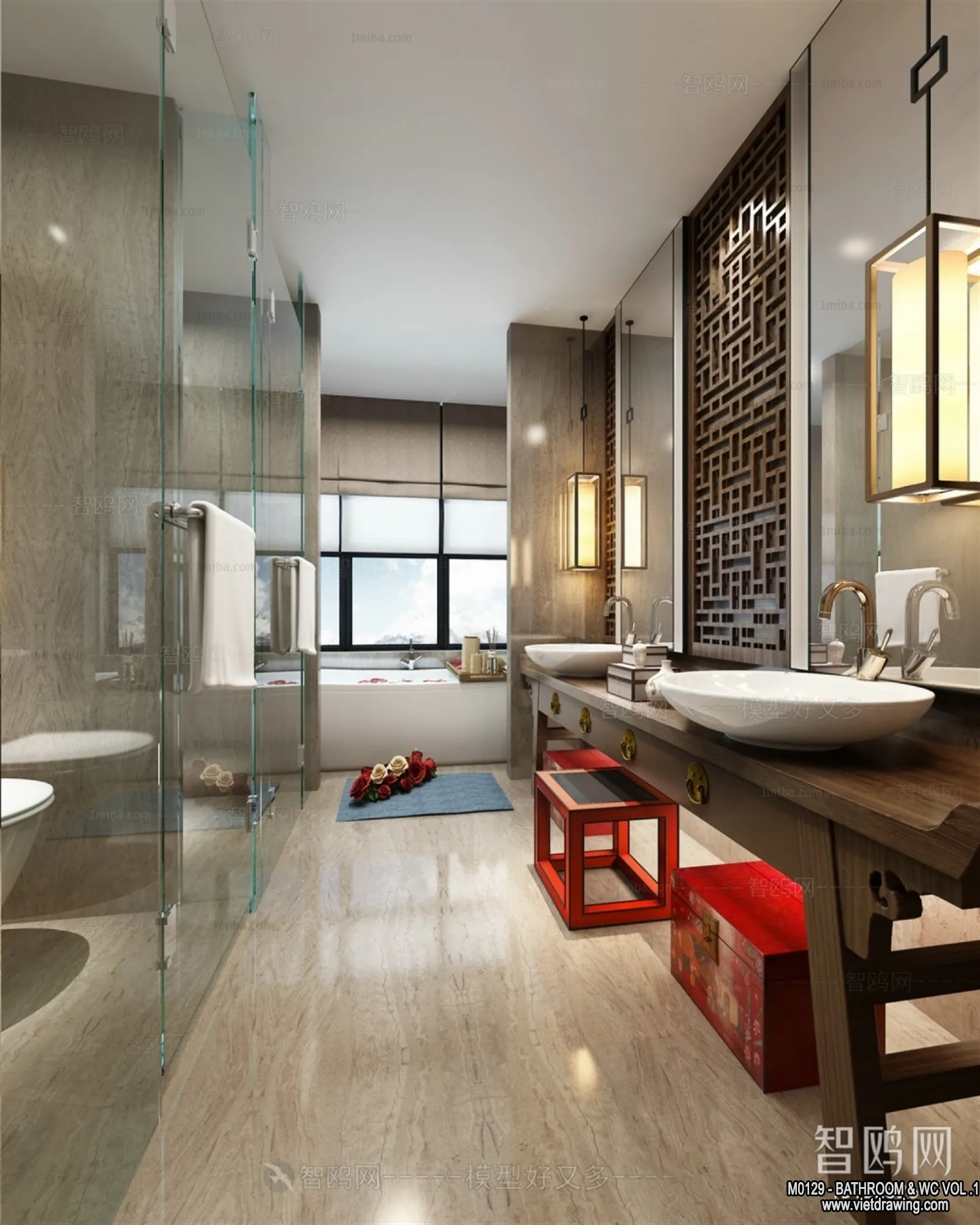 Bathroom - Toilet - WC - RestRoom - 3D Interior Scene - 137