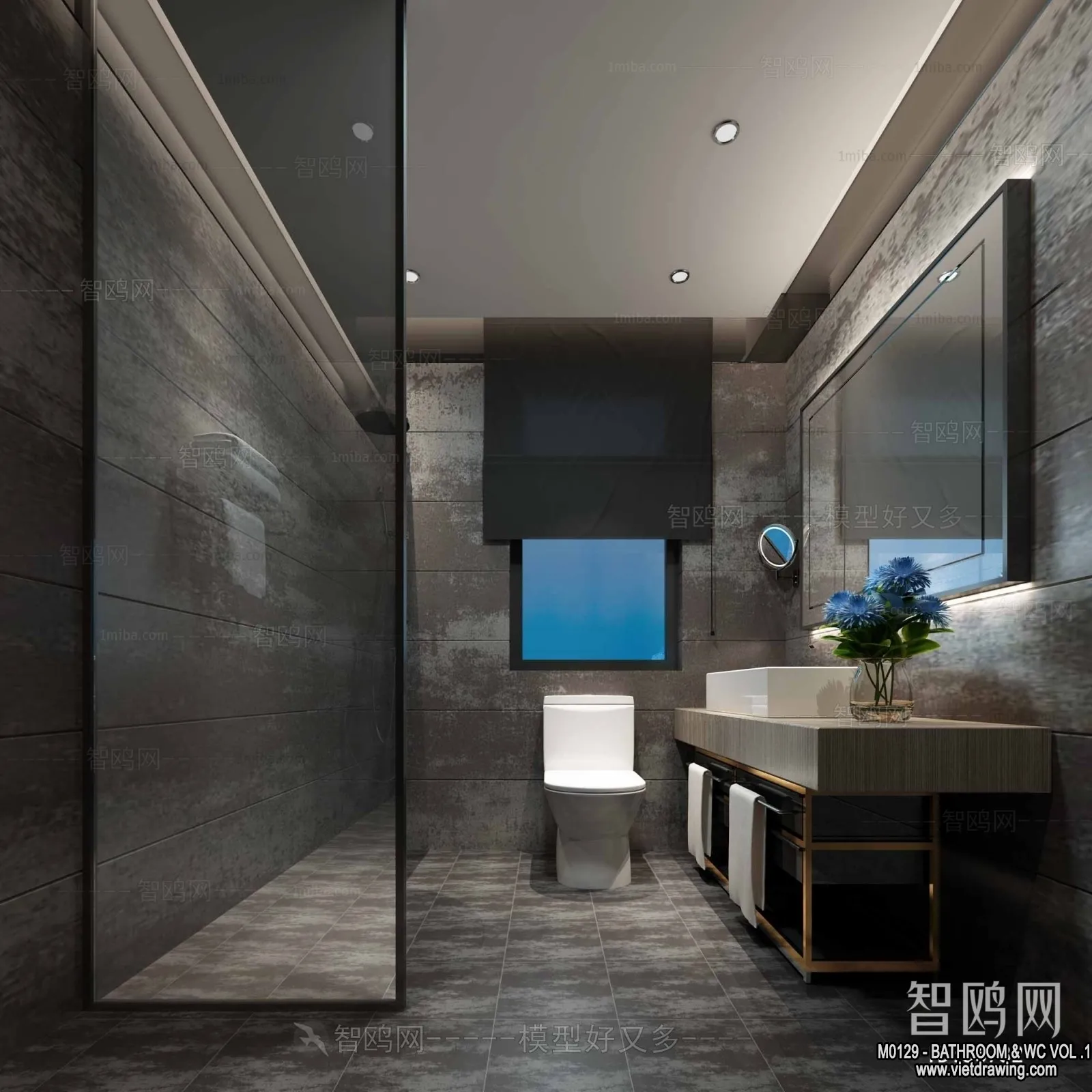 Bathroom - Toilet - WC - RestRoom - 3D Interior Scene - 138