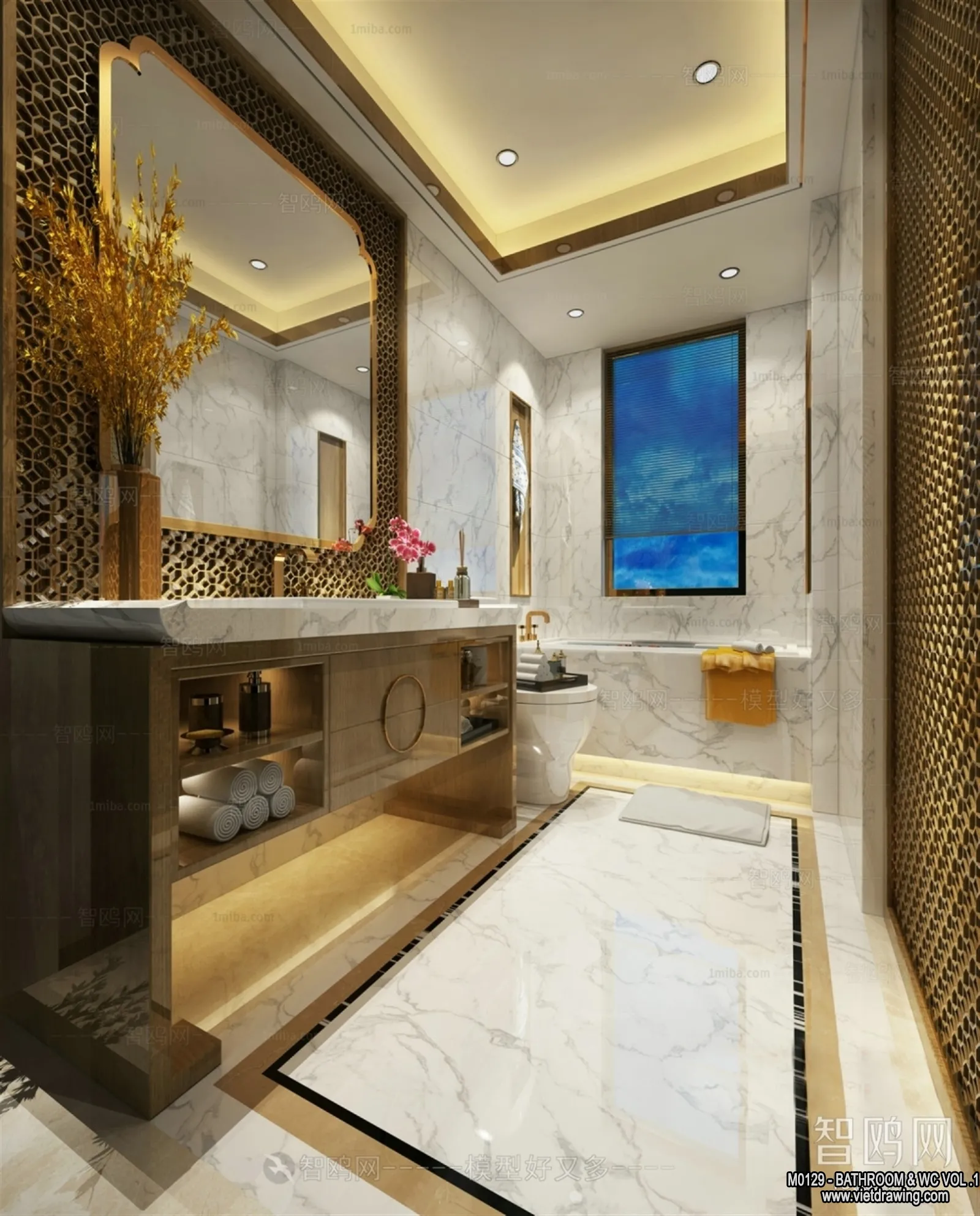 Bathroom - Toilet - WC - RestRoom - 3D Interior Scene - 139