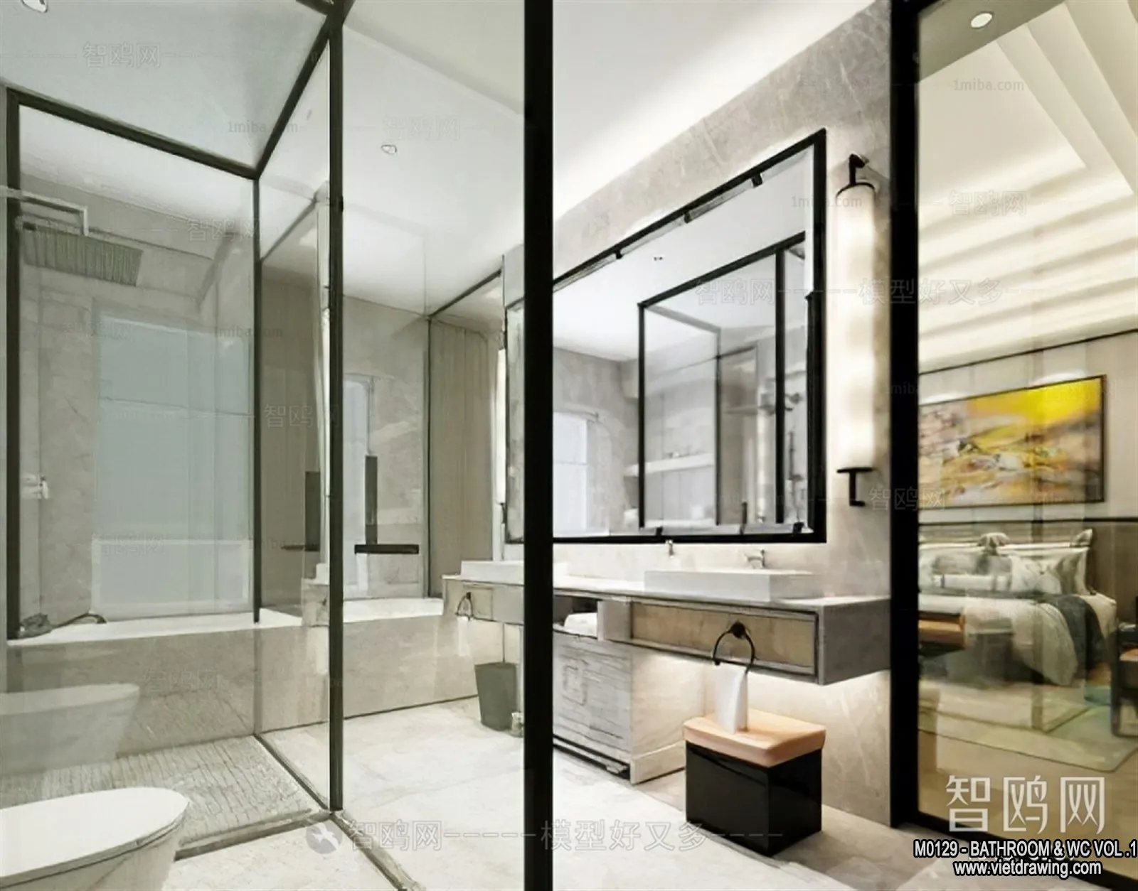 Bathroom - Toilet - WC - RestRoom - 3D Interior Scene - 140