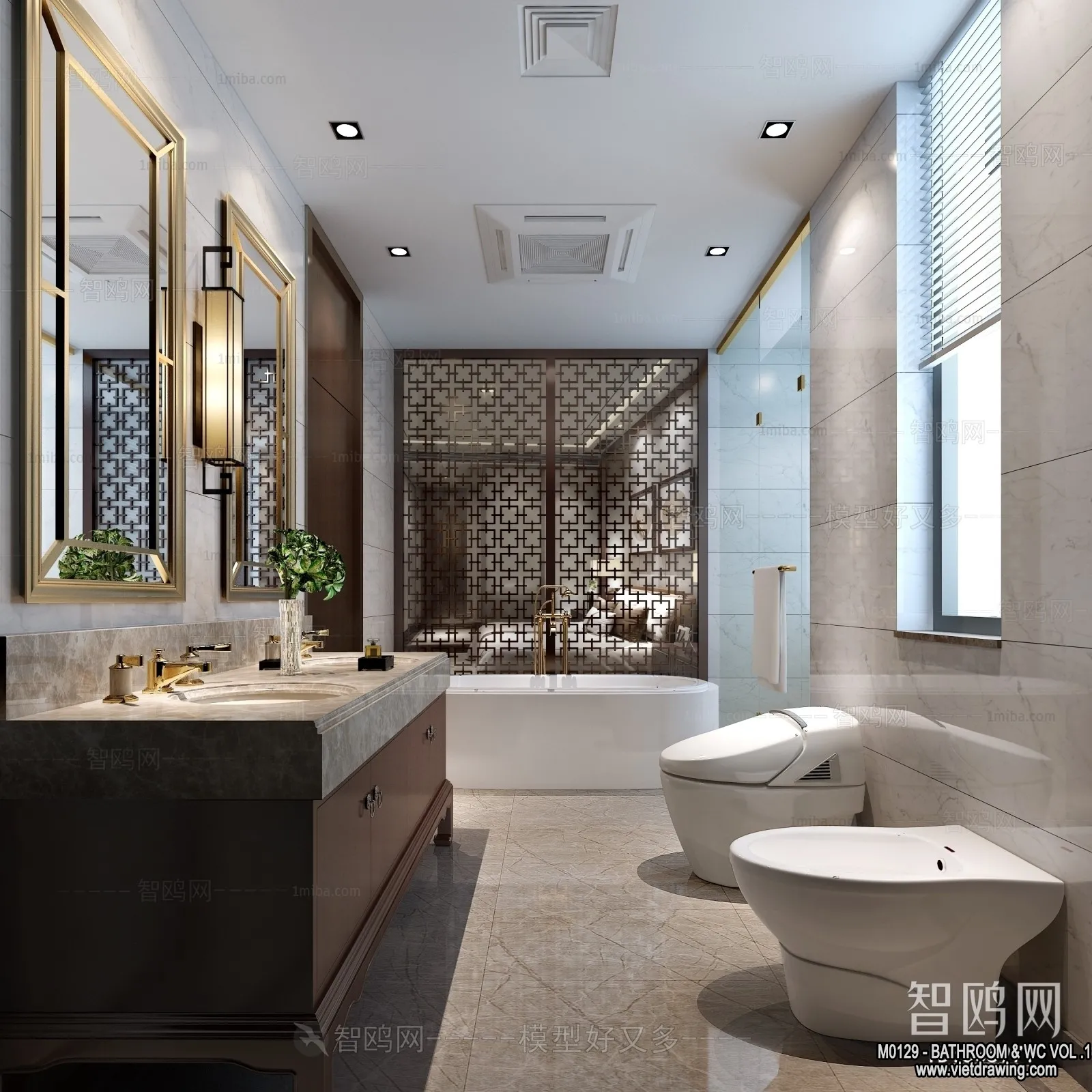 Bathroom - Toilet - WC - RestRoom - 3D Interior Scene - 142