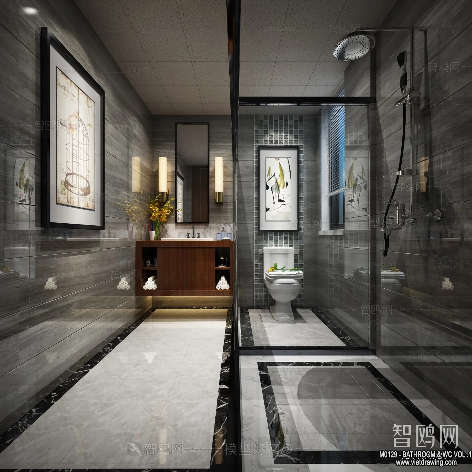 Bathroom - Toilet - WC - RestRoom - 3D Interior Scene - 143