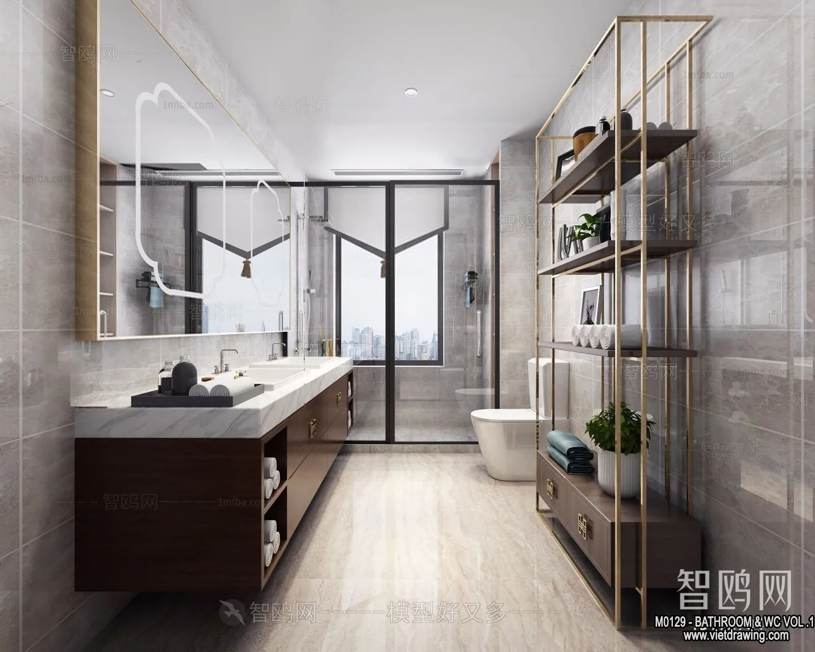 Bathroom - Toilet - WC - RestRoom - 3D Interior Scene - 144