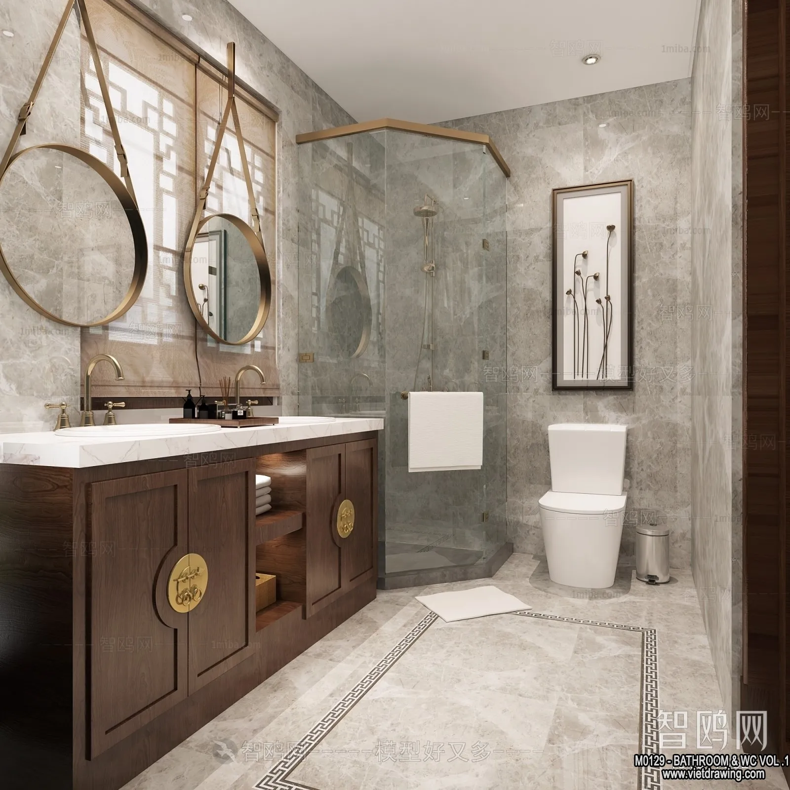 Bathroom - Toilet - WC - RestRoom - 3D Interior Scene - 145