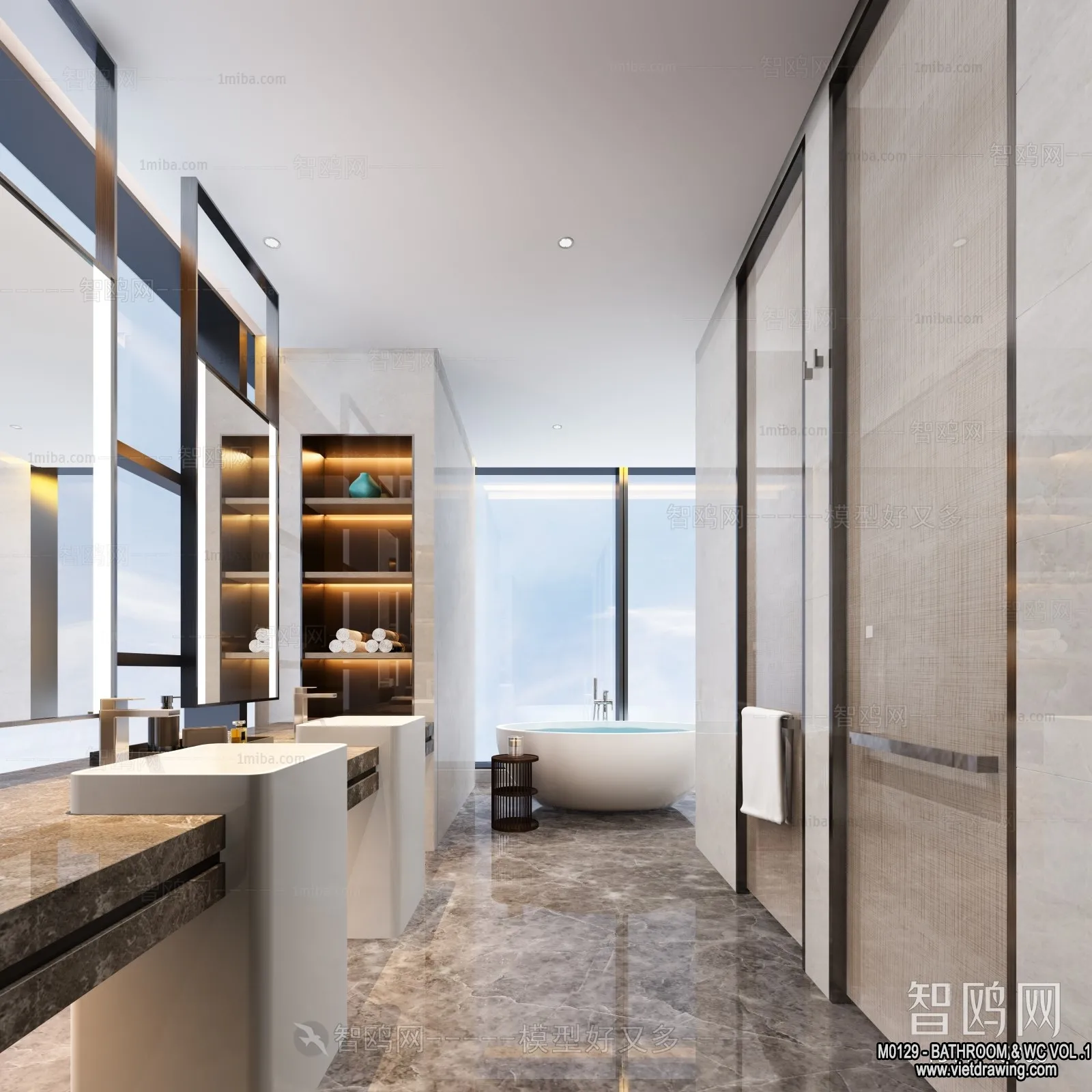 Bathroom - Toilet - WC - RestRoom - 3D Interior Scene - 146