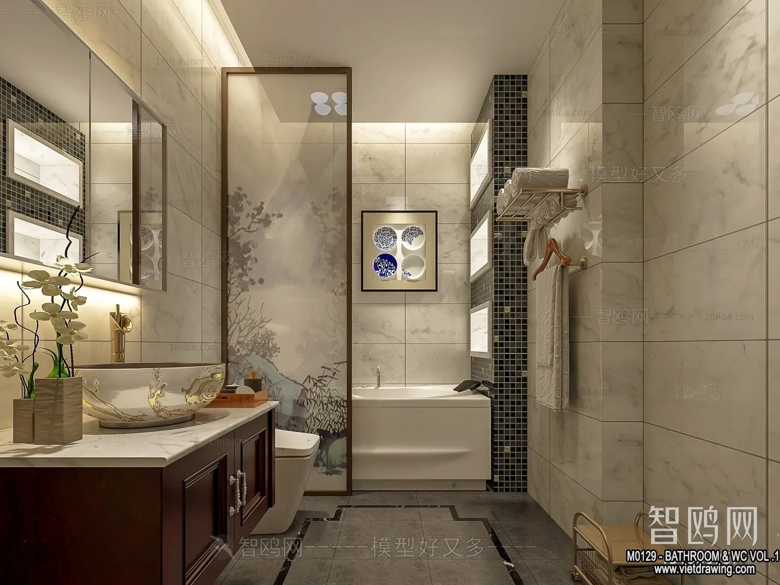 Bathroom - Toilet - WC - RestRoom - 3D Interior Scene - 148