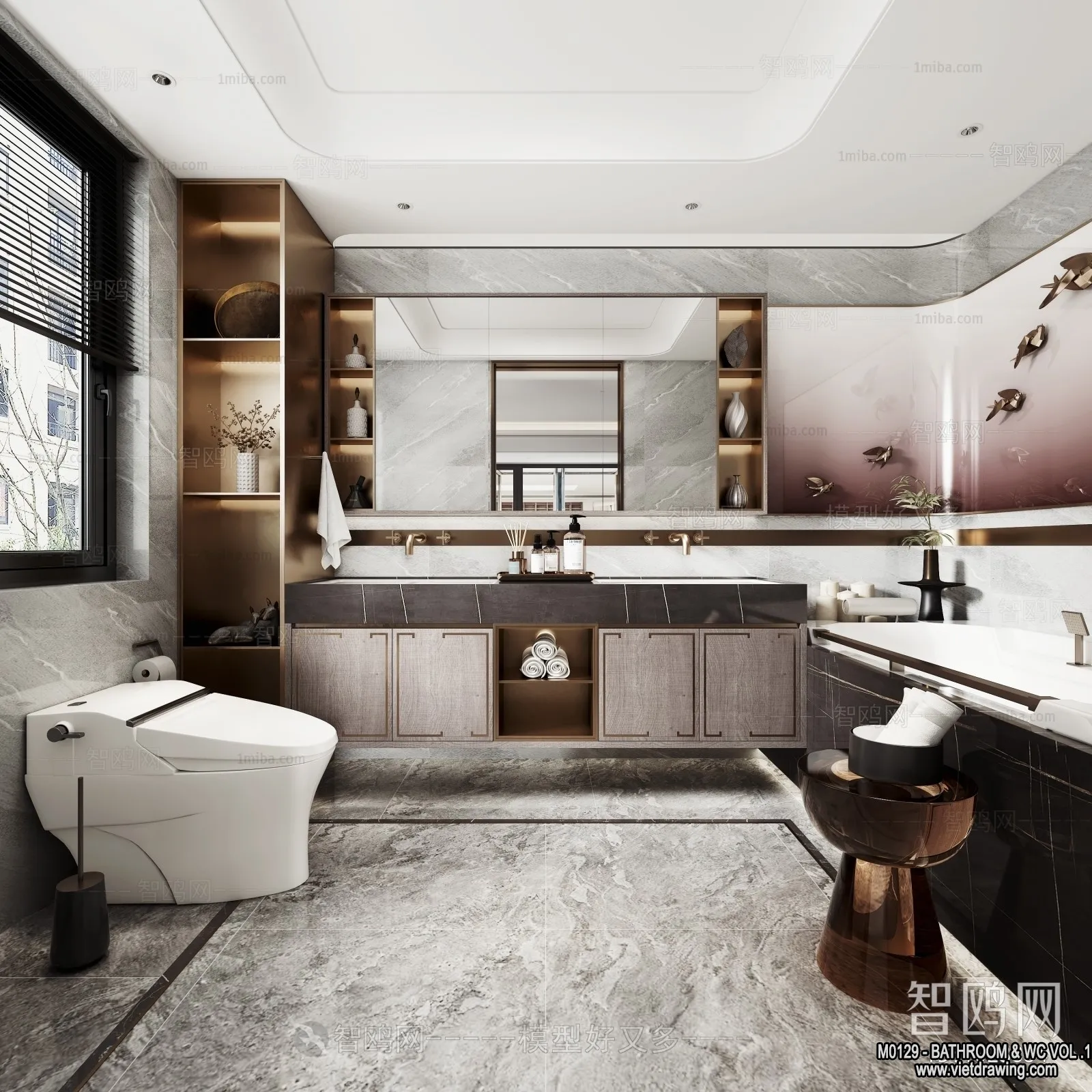 Bathroom - Toilet - WC - RestRoom - 3D Interior Scene - 149
