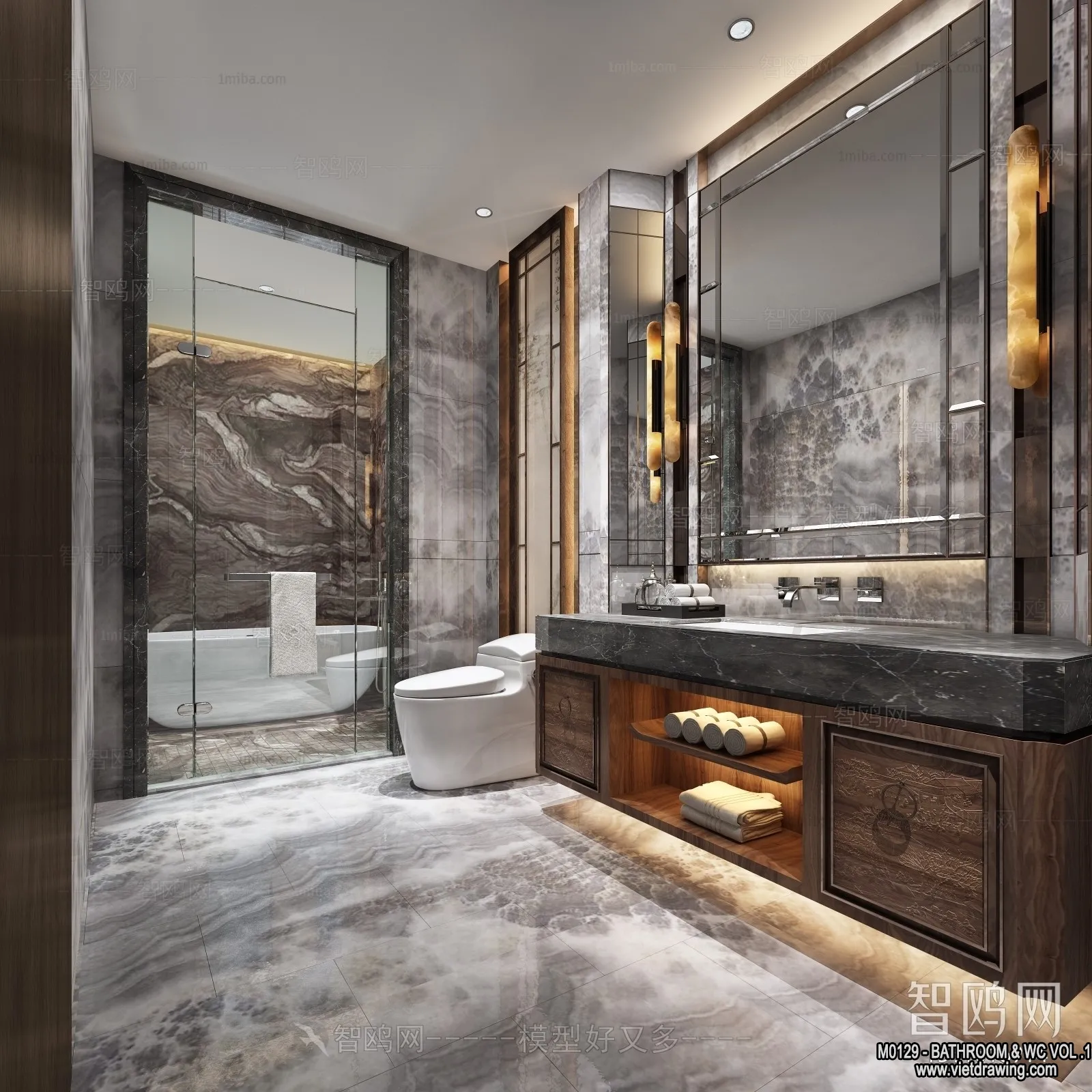 Bathroom - Toilet - WC - RestRoom - 3D Interior Scene - 150