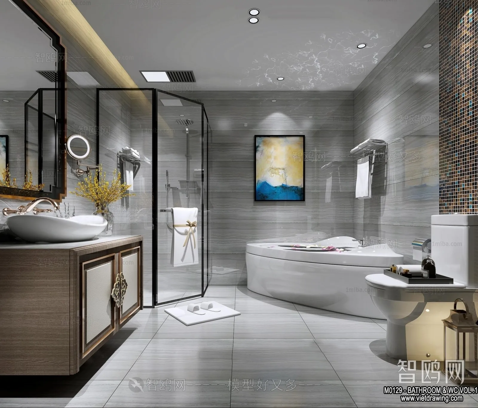 Bathroom - Toilet - WC - RestRoom - 3D Interior Scene - 151
