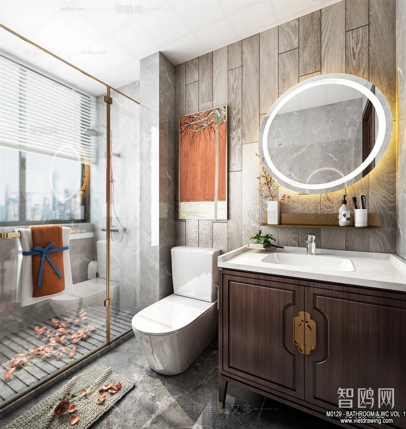 Bathroom - Toilet - WC - RestRoom - 3D Interior Scene - 153