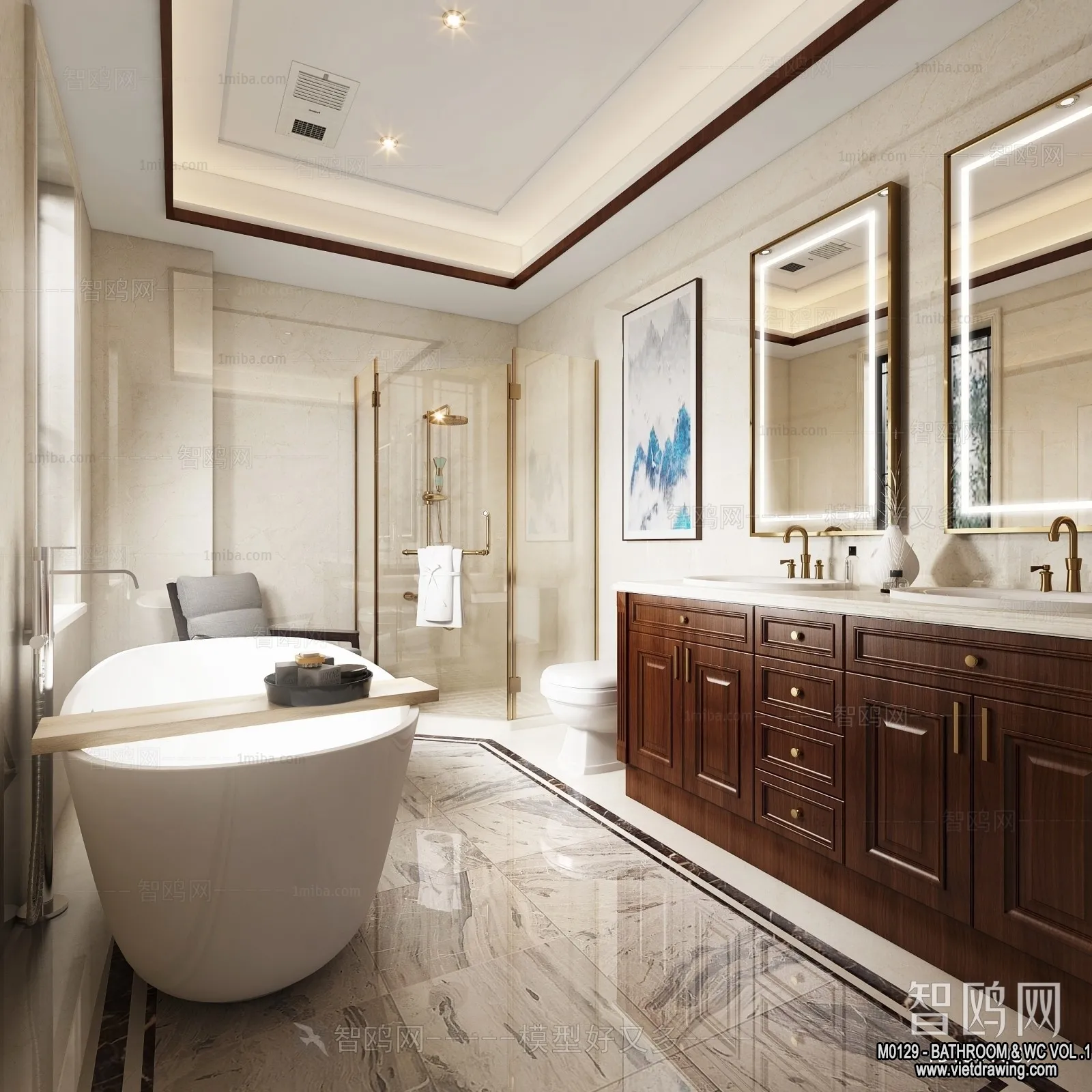 Bathroom - Toilet - WC - RestRoom - 3D Interior Scene - 154