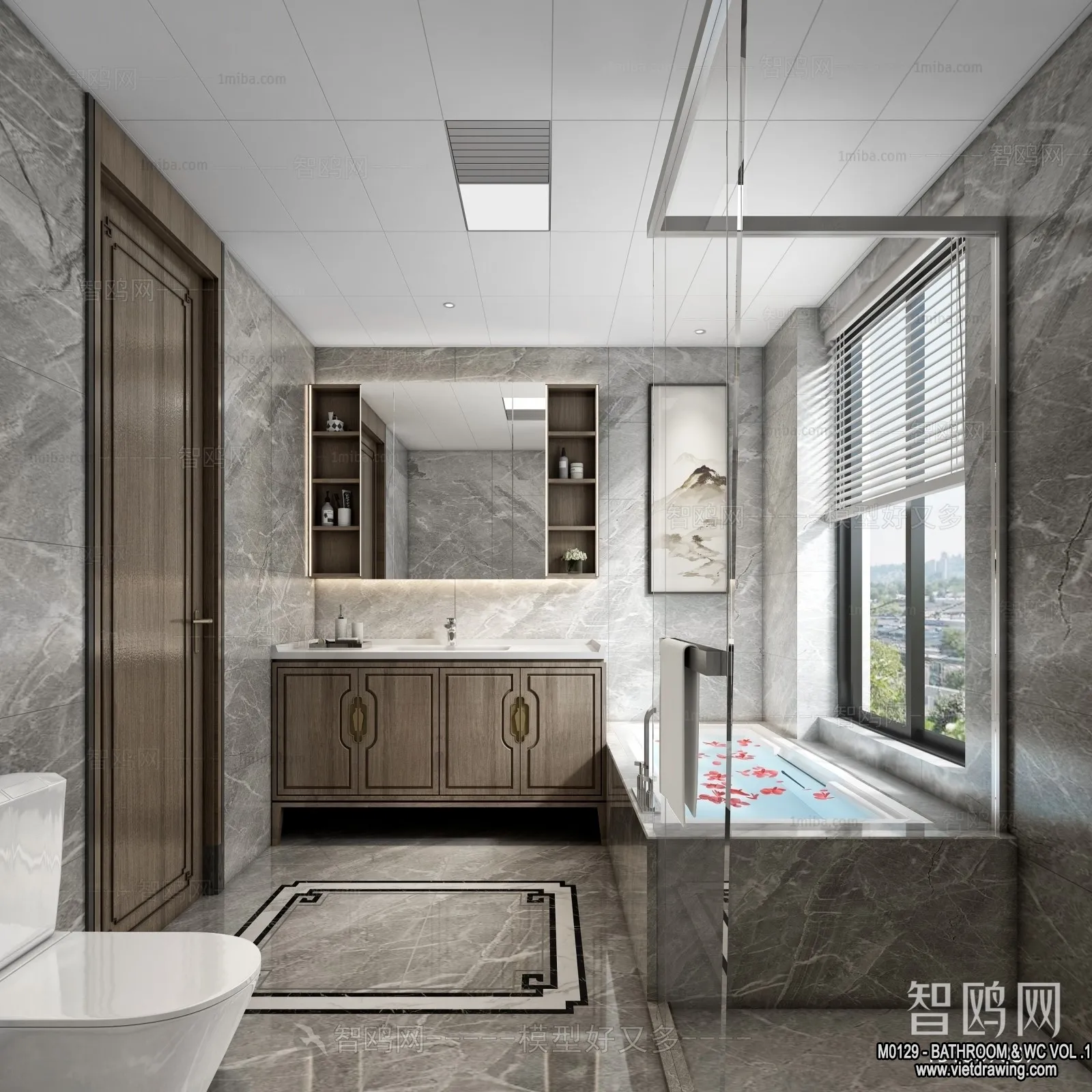 Bathroom - Toilet - WC - RestRoom - 3D Interior Scene - 155