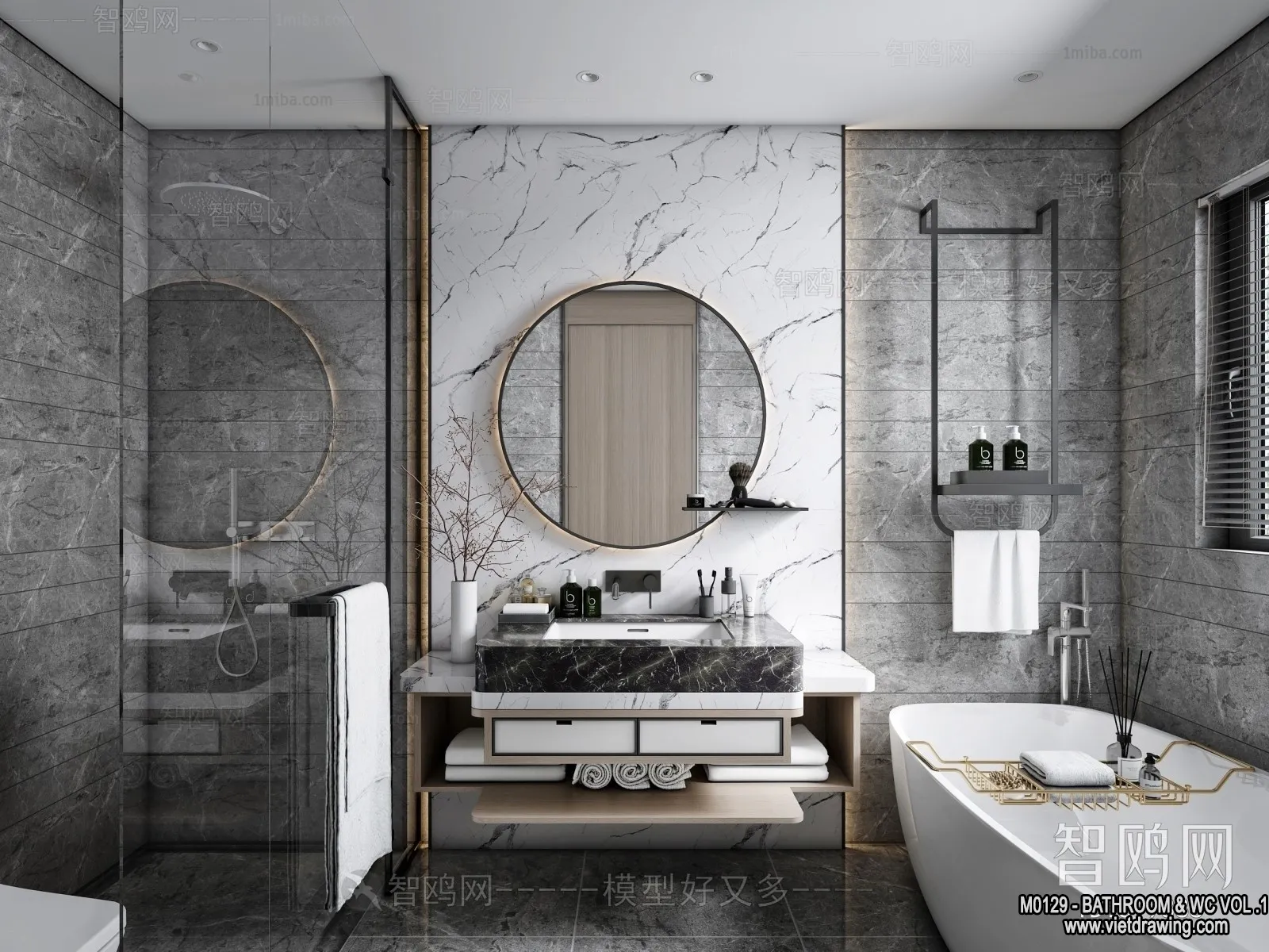 Bathroom - Toilet - WC - RestRoom - 3D Interior Scene - 156