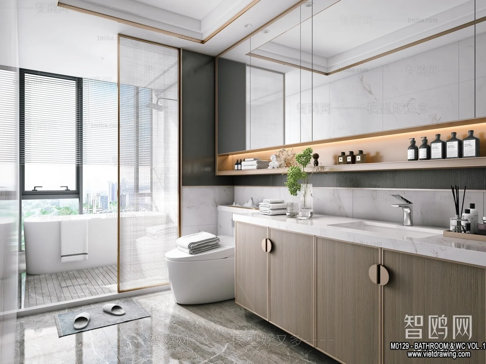 Bathroom - Toilet - WC - RestRoom - 3D Interior Scene - 160