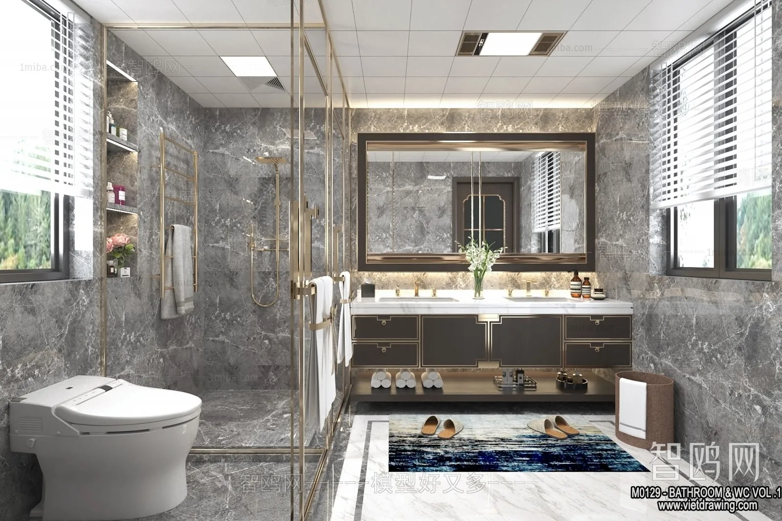 Bathroom - Toilet - WC - RestRoom - 3D Interior Scene - 161
