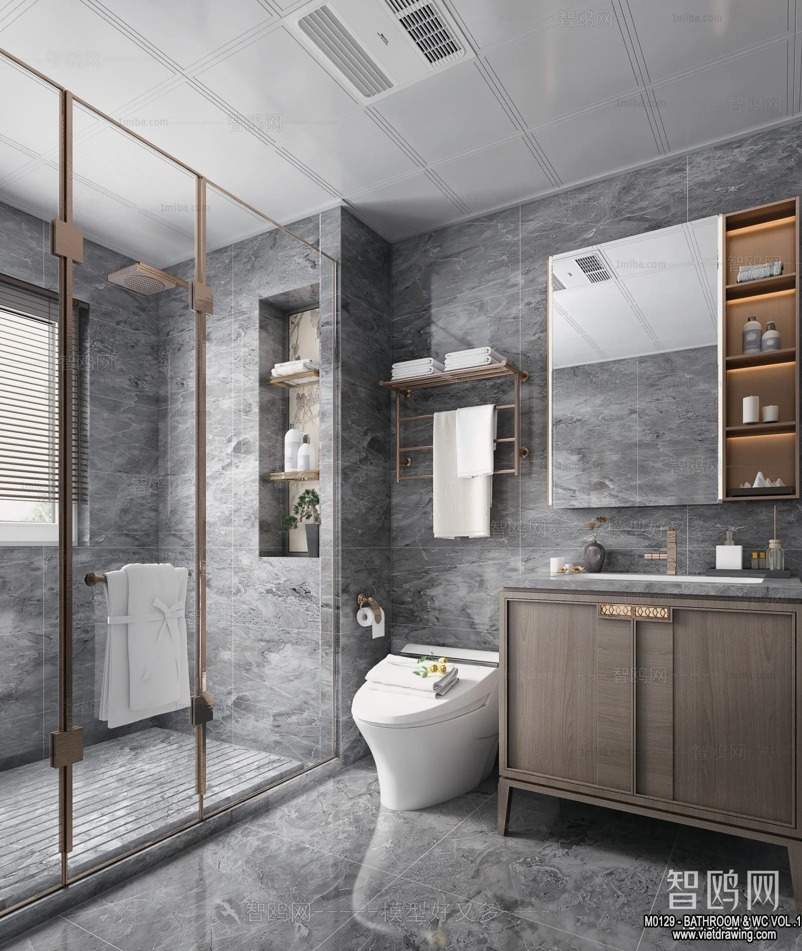 Bathroom - Toilet - WC - RestRoom - 3D Interior Scene - 162