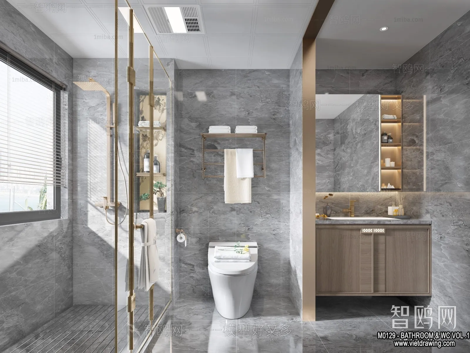 Bathroom - Toilet - WC - RestRoom - 3D Interior Scene - 164