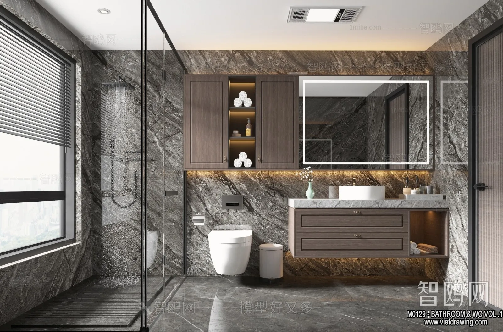 Bathroom - Toilet - WC - RestRoom - 3D Interior Scene - 165