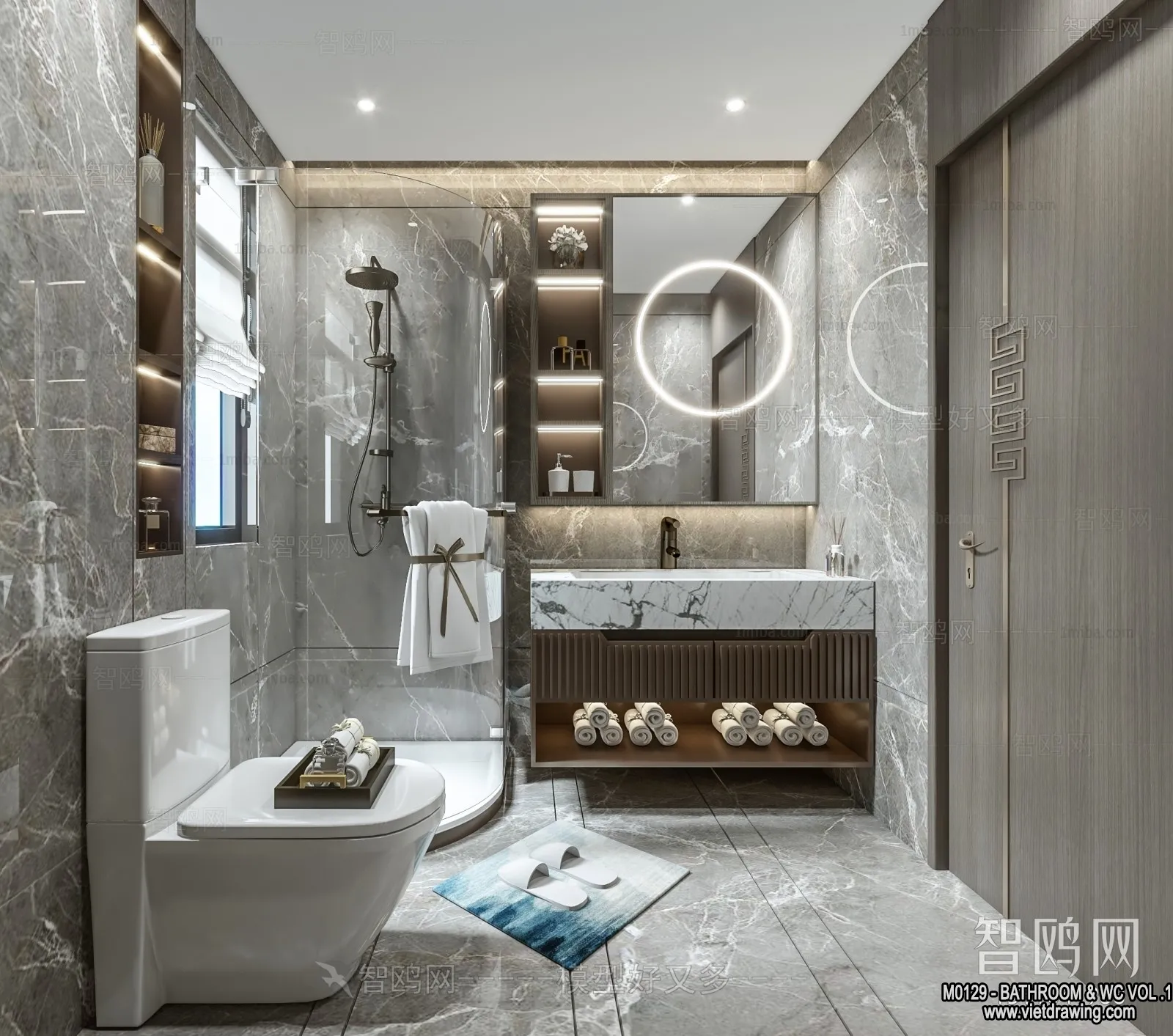 Bathroom - Toilet - WC - RestRoom - 3D Interior Scene - 166