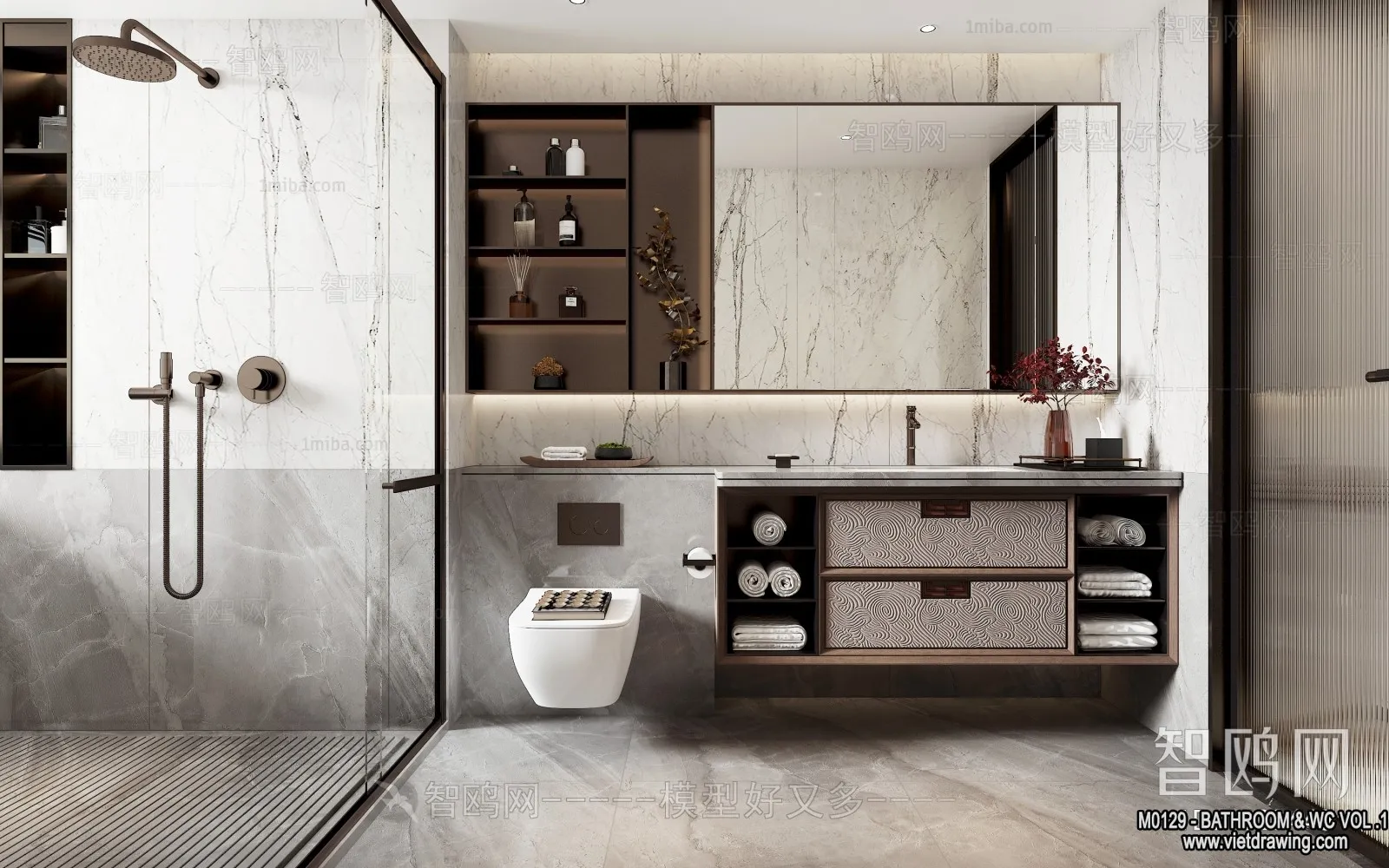 Bathroom - Toilet - WC - RestRoom - 3D Interior Scene - 170