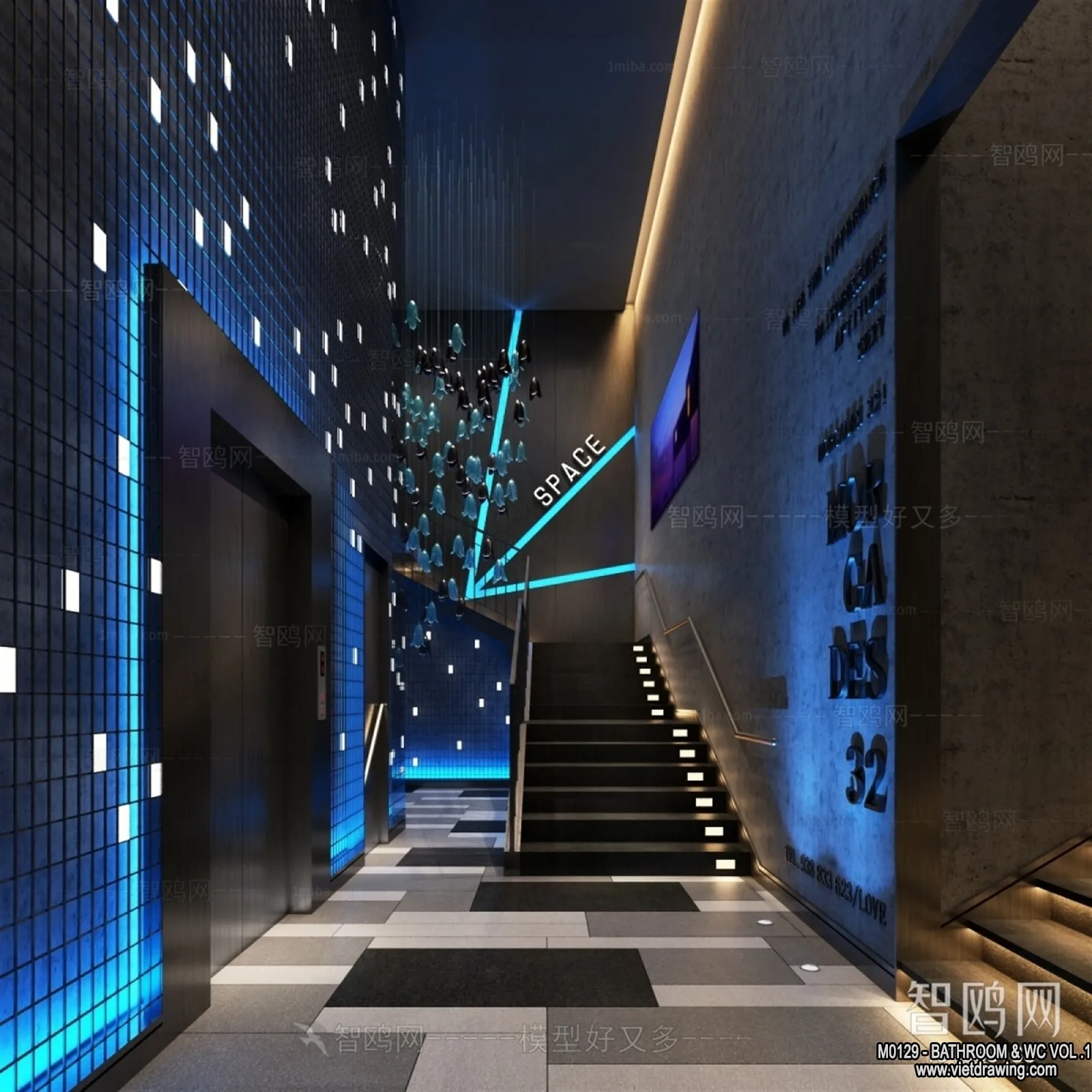 Bathroom - Toilet - WC - RestRoom - 3D Interior Scene - 172