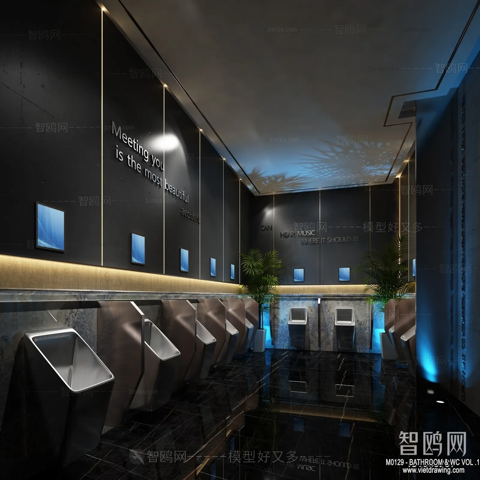 Bathroom - Toilet - WC - RestRoom - 3D Interior Scene - 174