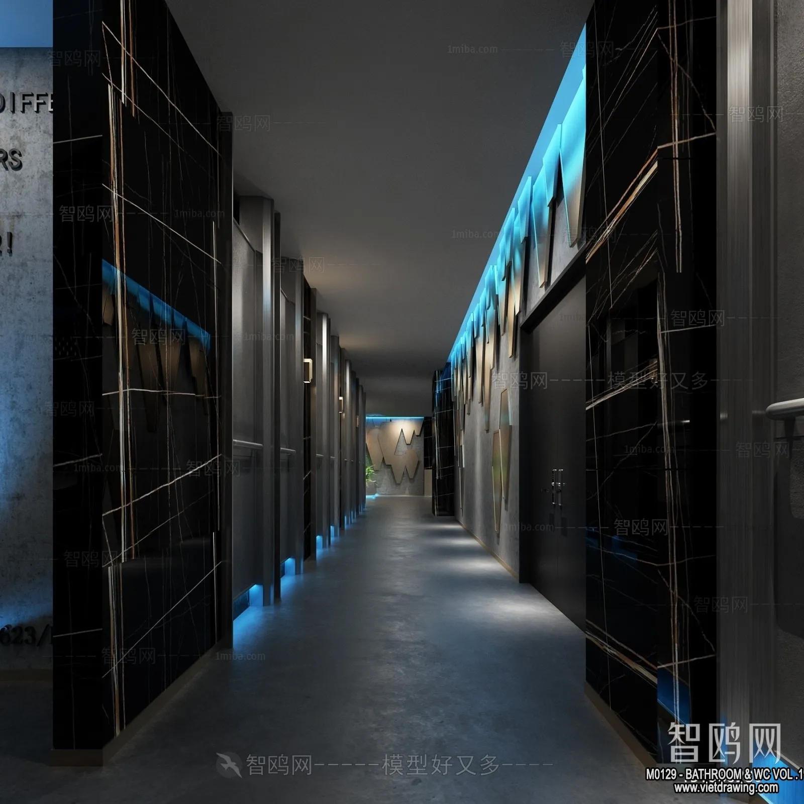 Bathroom - Toilet - WC - RestRoom - 3D Interior Scene - 176