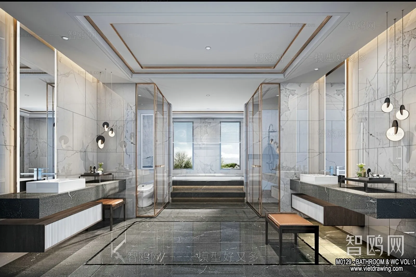 Bathroom - Toilet - WC - RestRoom - 3D Interior Scene - 182