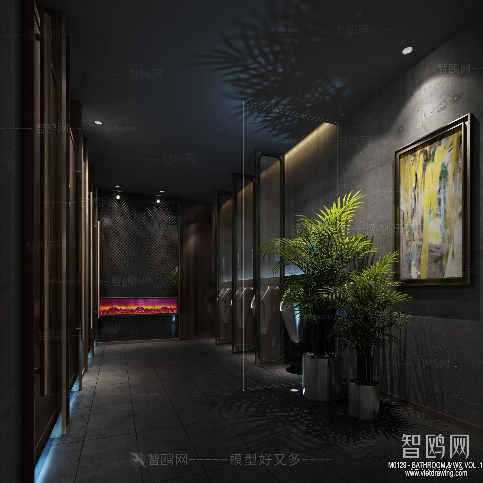 Bathroom - Toilet - WC - RestRoom - 3D Interior Scene - 184